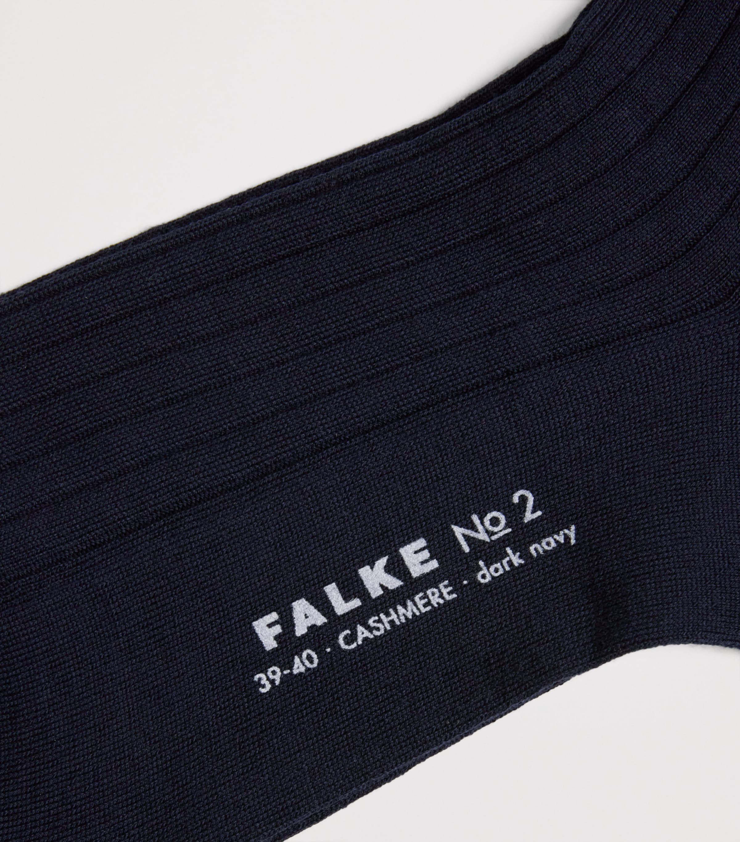 Falke Mens Cashmere-Blend No.2 Long Socks Dark Navy Image 2