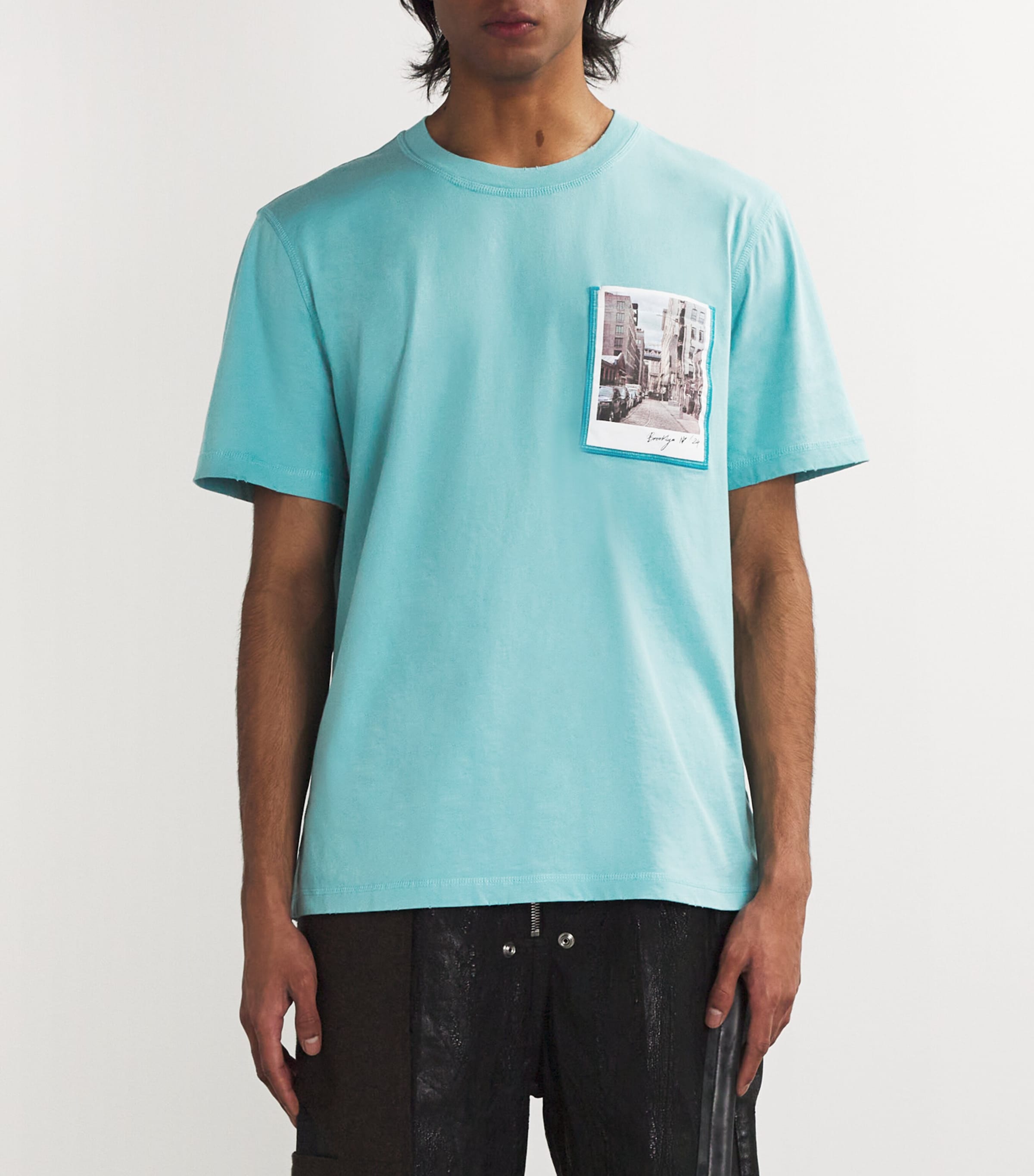 Cotton Postcard T-Shirt Q2S TEAL Image 3