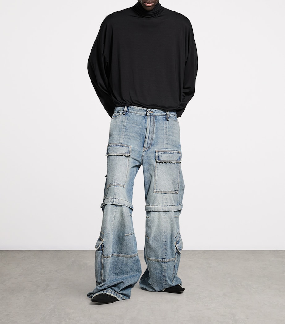 Denim Cargo Jeans 4245 Image 4