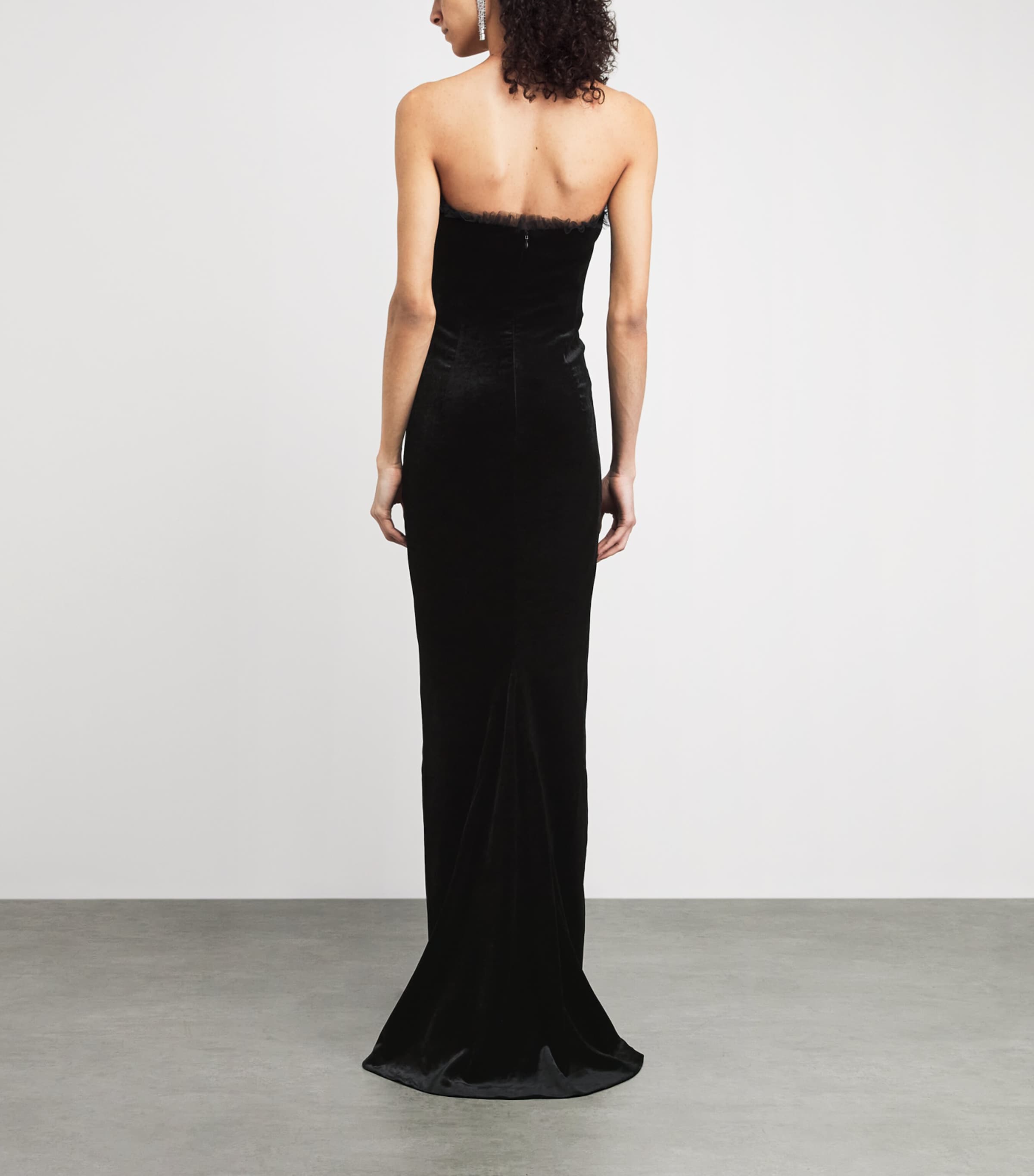 Alessandra Rich Womens Velvet Strapless Gown Black Image 4
