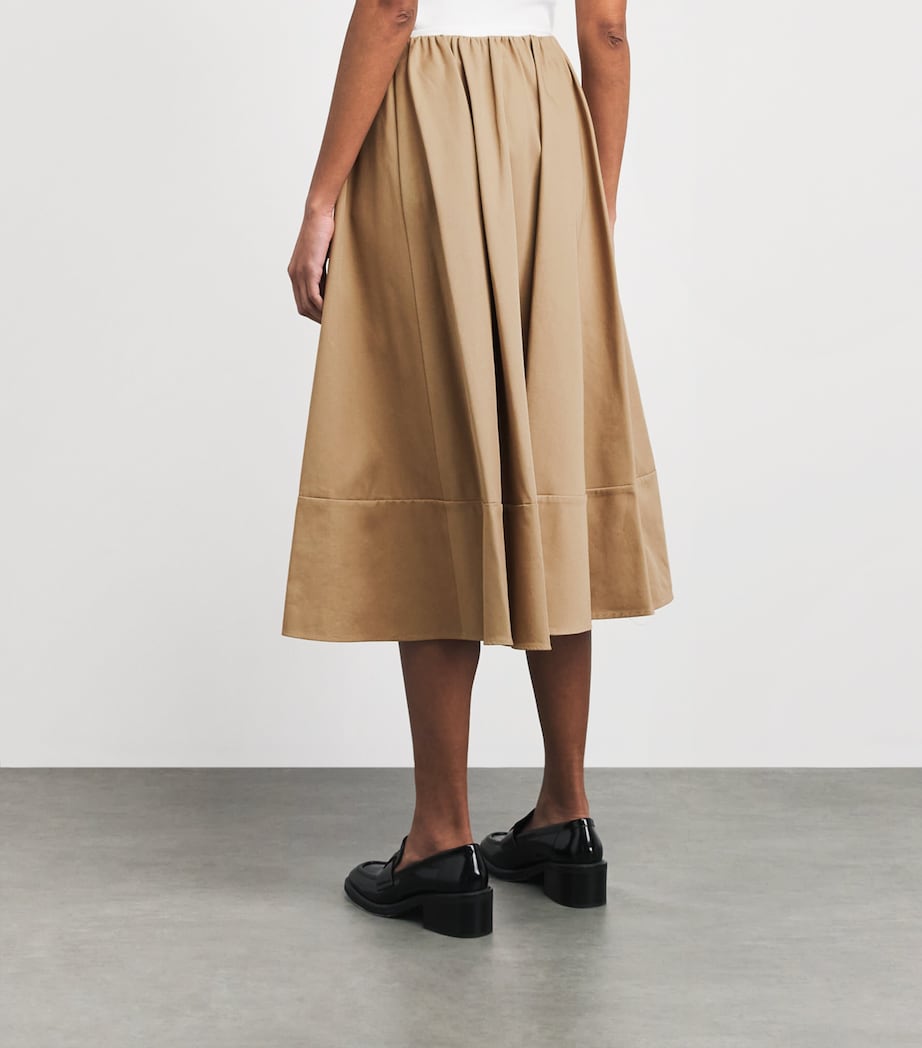 Maje Womens Cotton Pleated Midi Skirt Mastic Beige Image 5