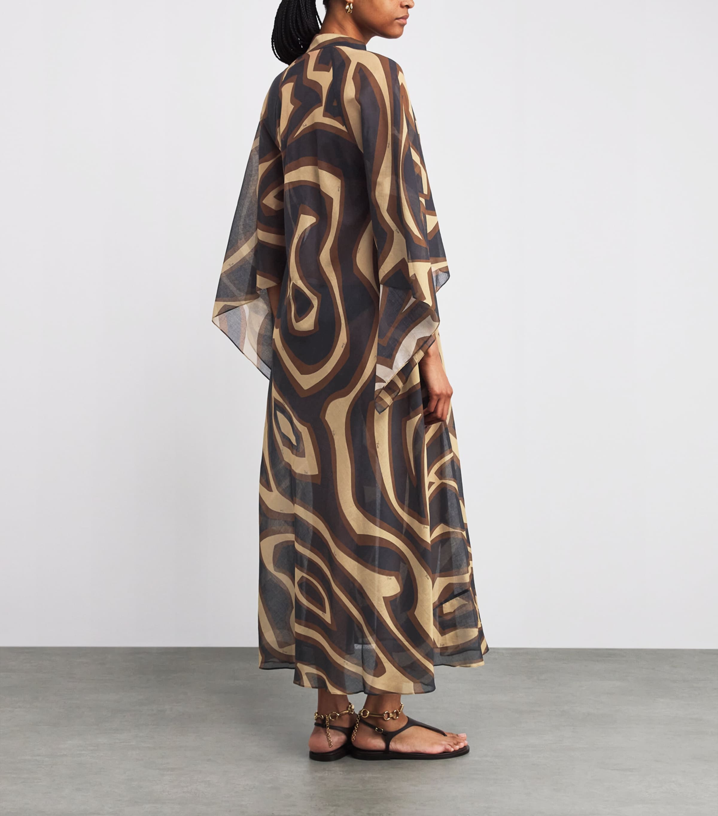 Cotton Labirinto Print Maxi Kaftan Dress 049/BLACK GOLD Image 3