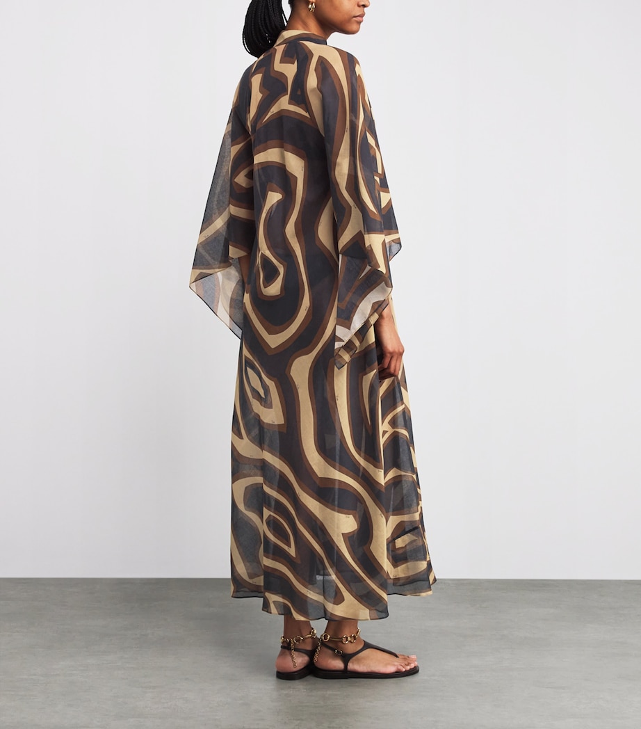 Cotton Labirinto Print Maxi Kaftan Dress 049/BLACK GOLD Image 3