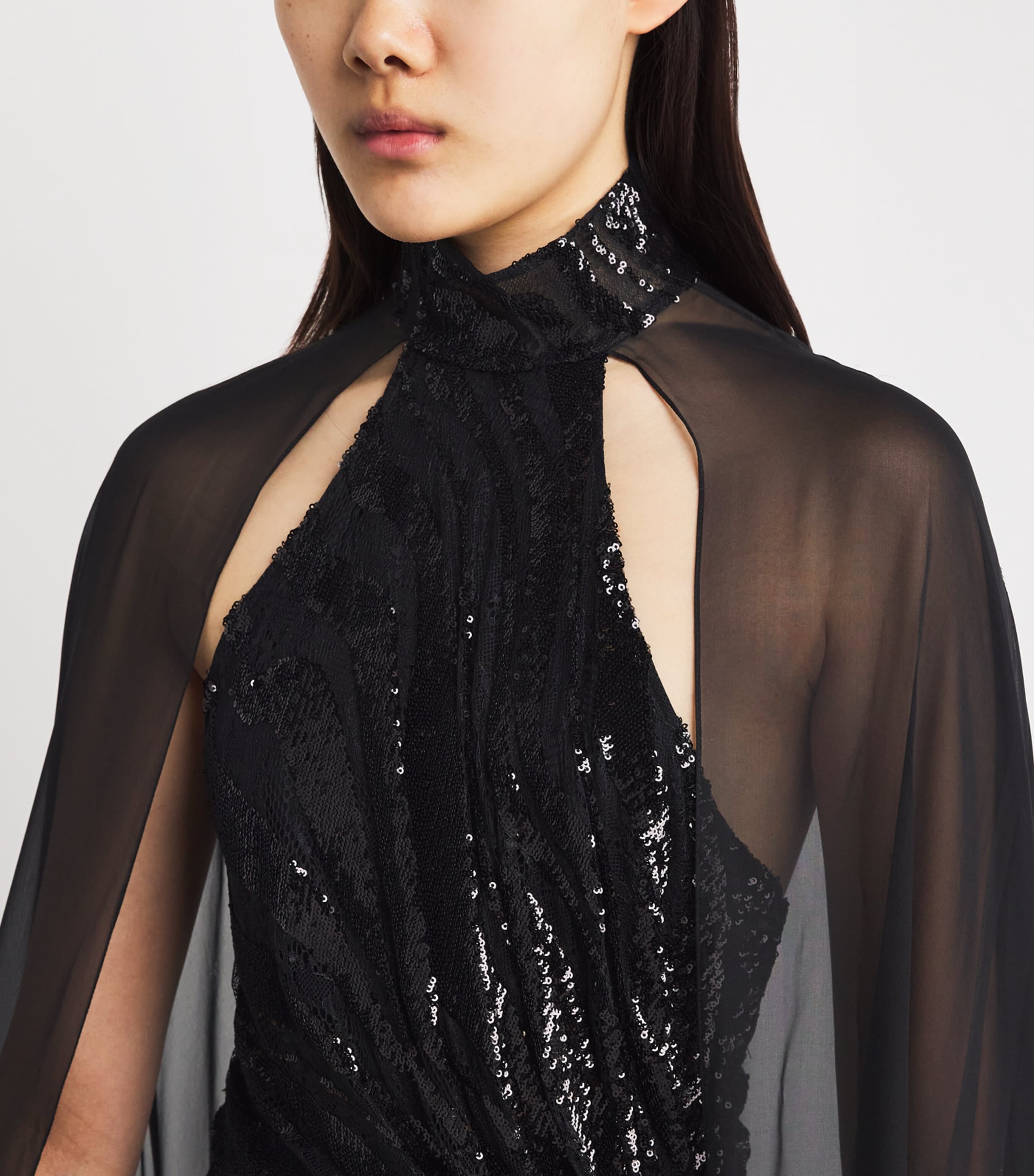 Sequinned Cape Gown 190000 BLACK Image 6