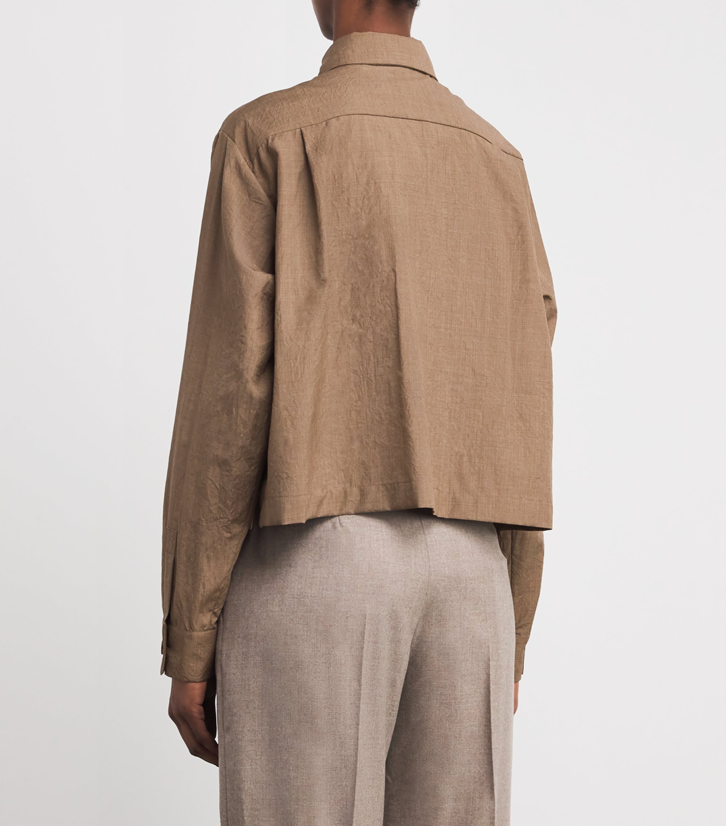 Wool Crinkled Overshirt HAZELNUT BROWN Image 4