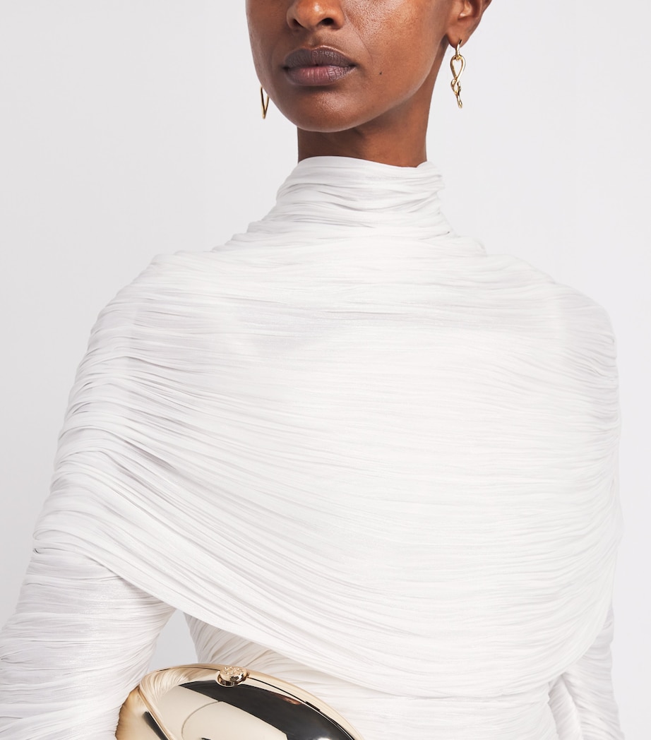 Pleated High-Neck Gown OFF-WHITE Image 4