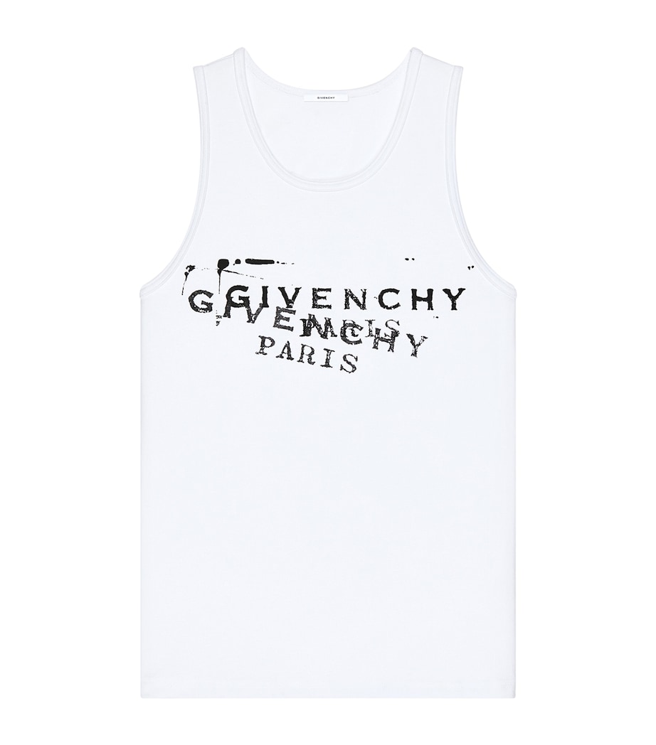 Cotton Stamp Print Tank Top WHITE Image 1