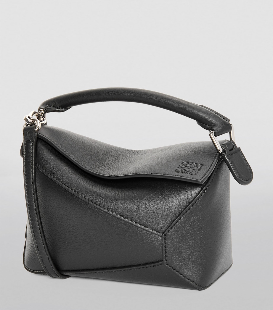 Mini Leather Puzzle Edge Top-Handle Bag BLACK Image 3