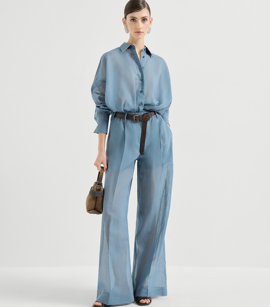 Brunello Cucinelli Womens Cotton Organza Wide-Leg Trousers Image 2