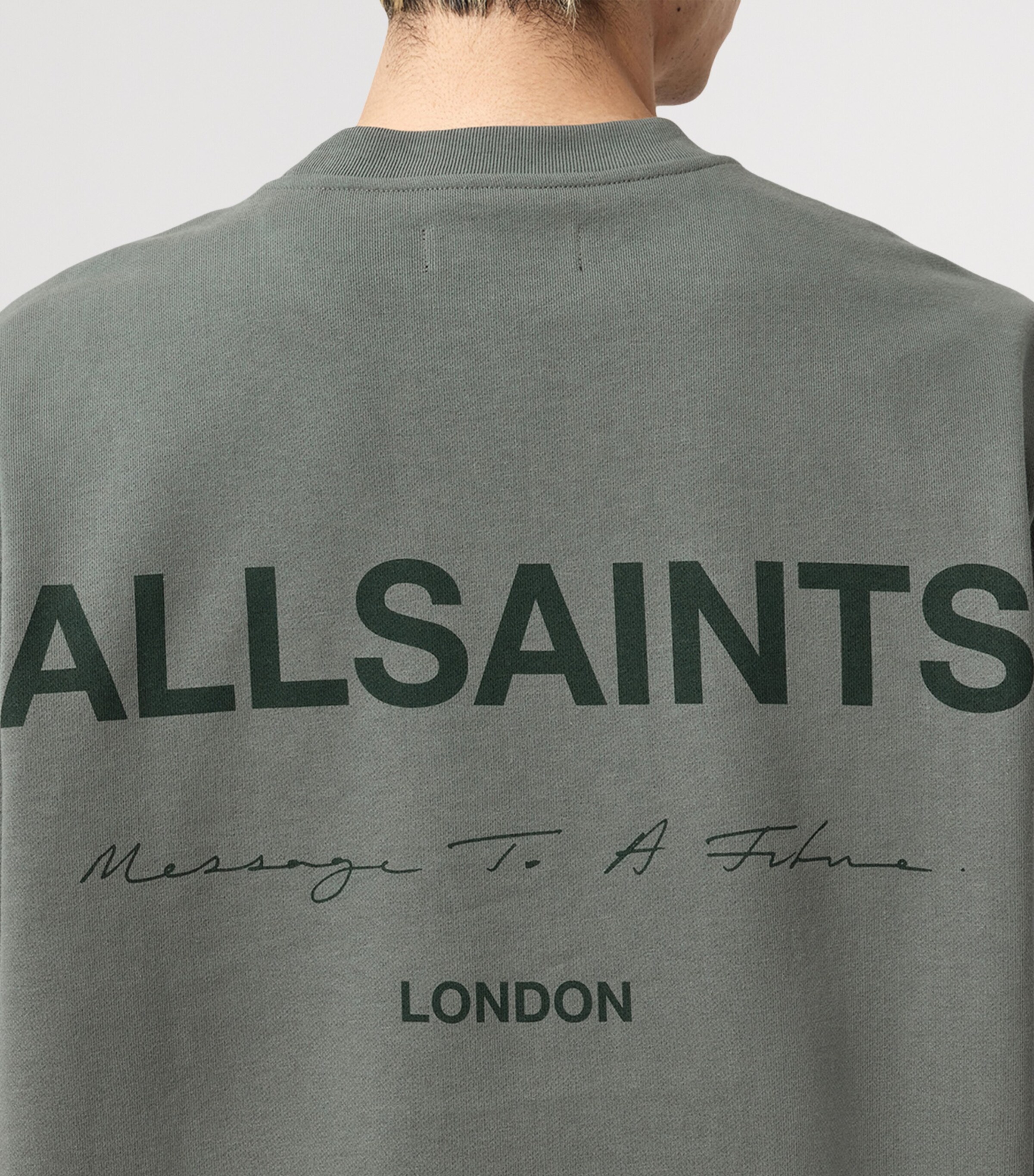 AllSaints Mens Organic Cotton Future Sweatshirt Gastor Green Image 7