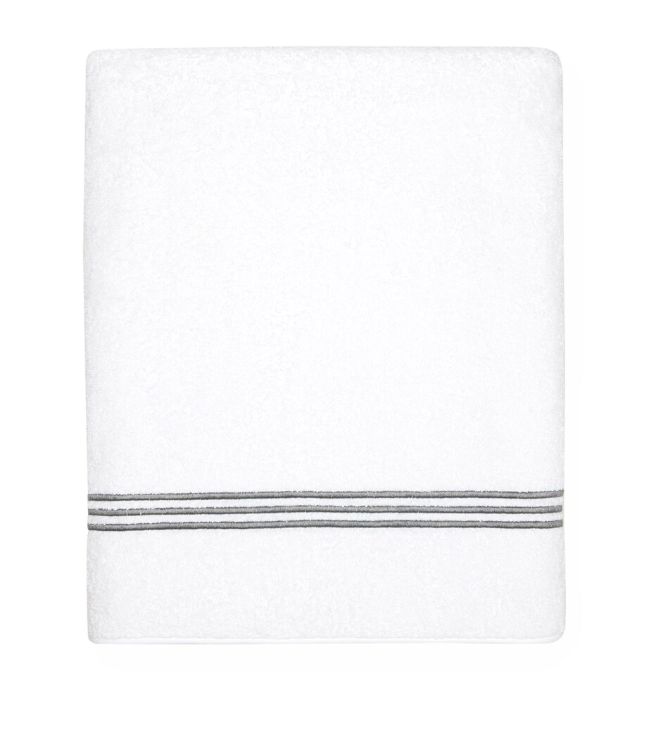 Tre Righe Bath Sheet (100cm x 180cm) WHT/CHARCOAL Image 1