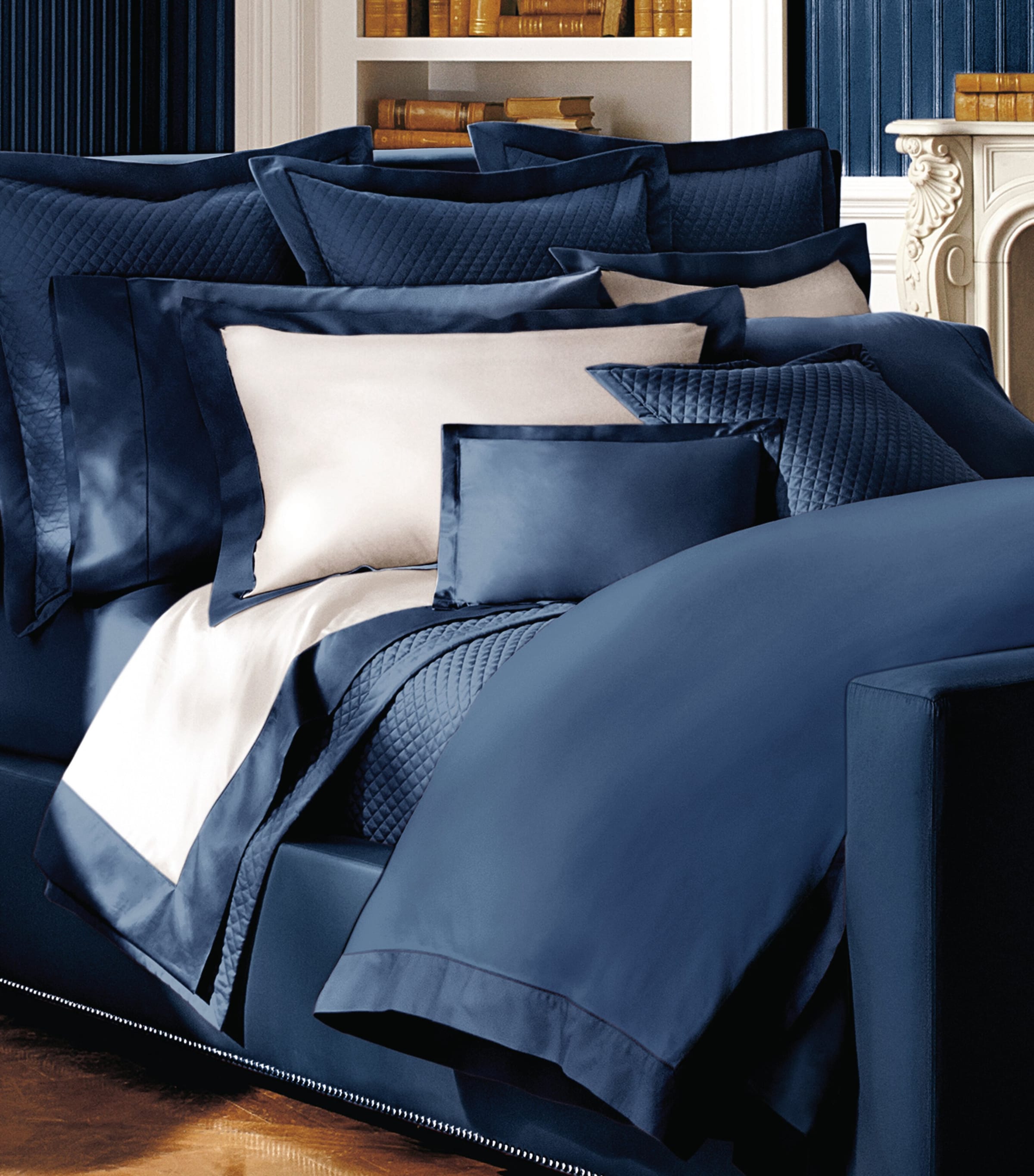 Shop Ralph Lauren Langdon Flat Sheet In Navy