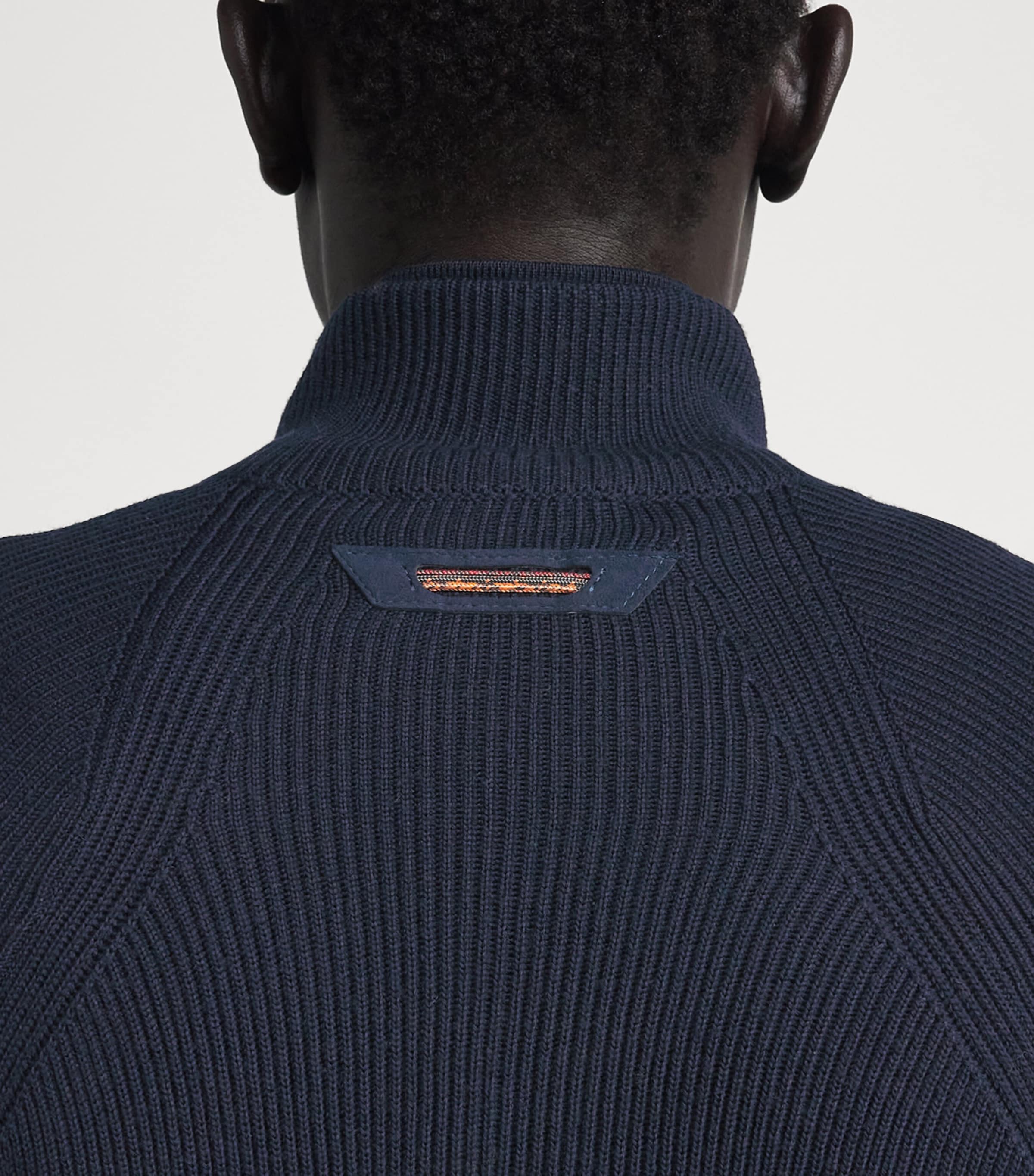 Sease Mens Virgin Wool-Shell Bomber Jacket Midnight Blue Image 3