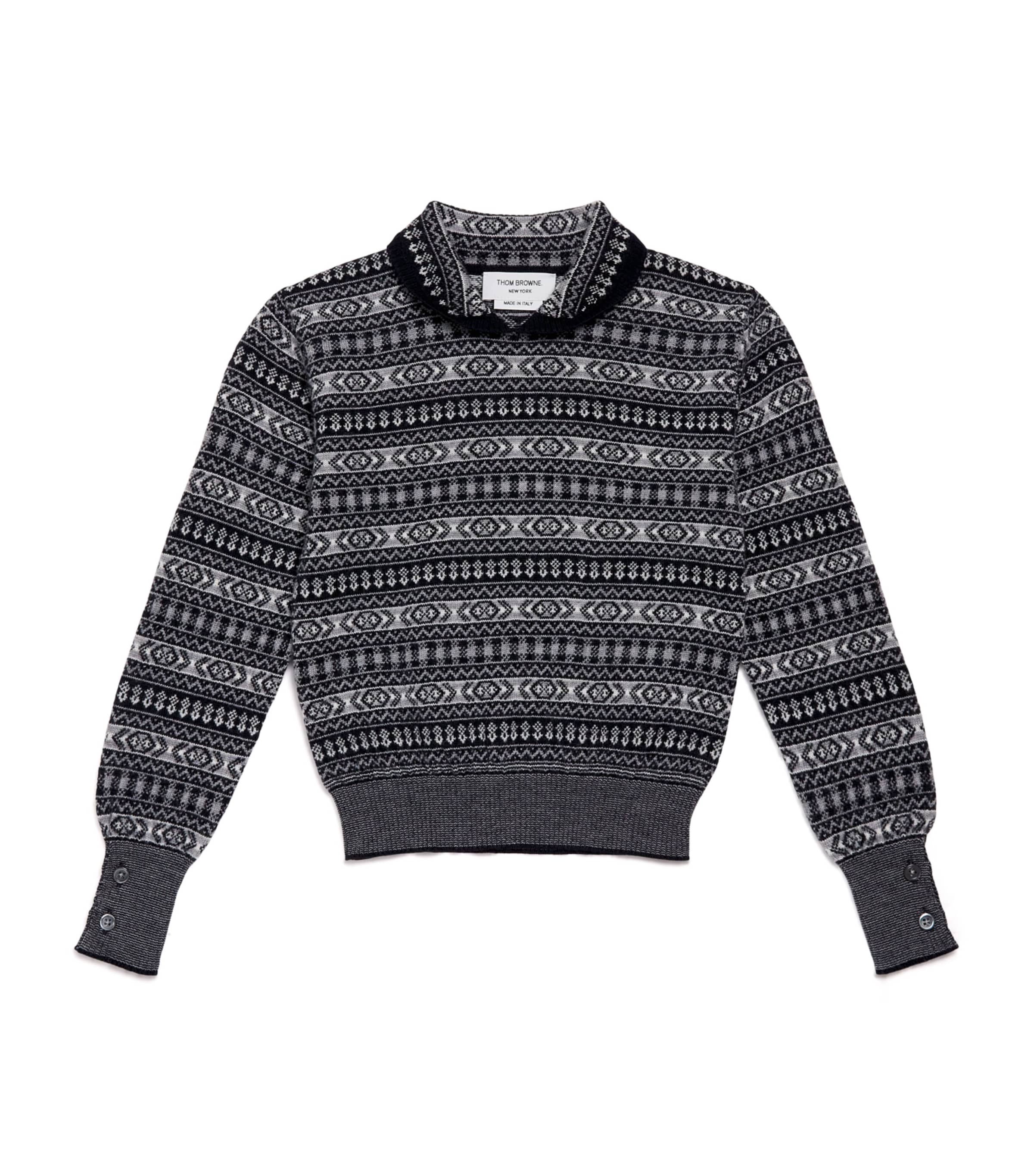 Thom Browne Kids Wool Fair Isle Sweater (2-12 Years) Navy Image 1