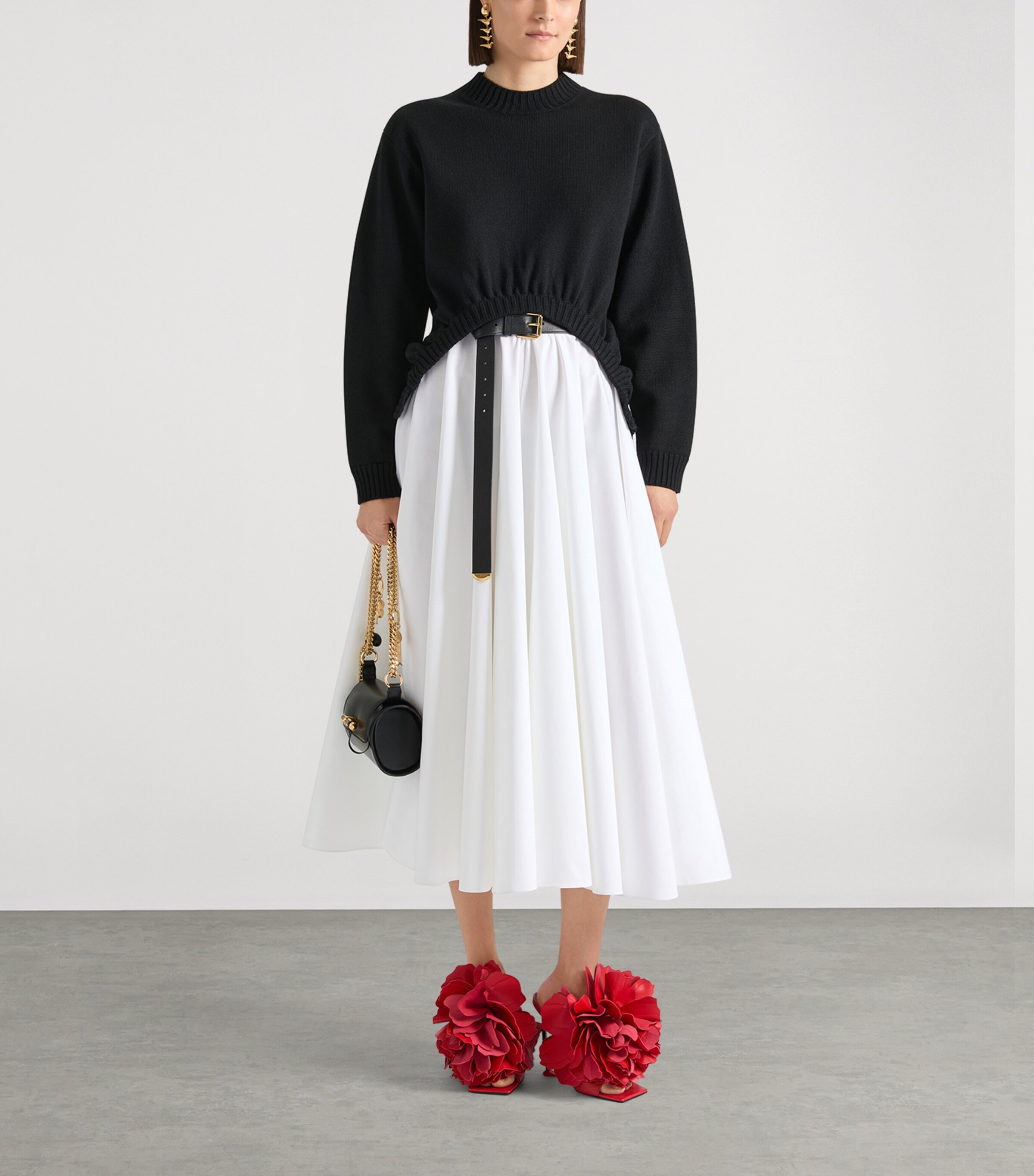 Givenchy Womens Cotton Poplin Midi Skirt White Image 4