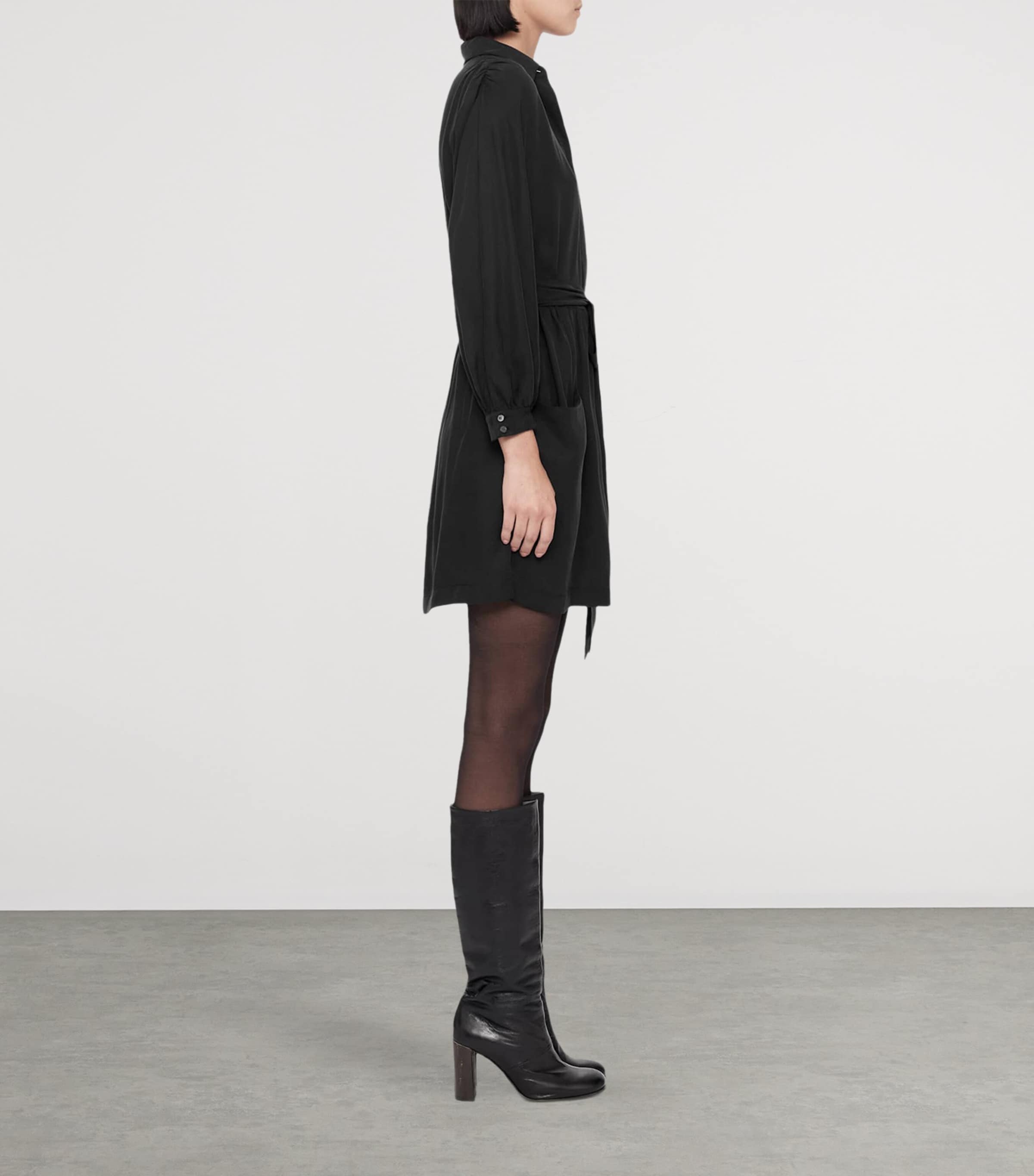 AllSaints Womens Noora Shirt Dress Washed Black Image 6