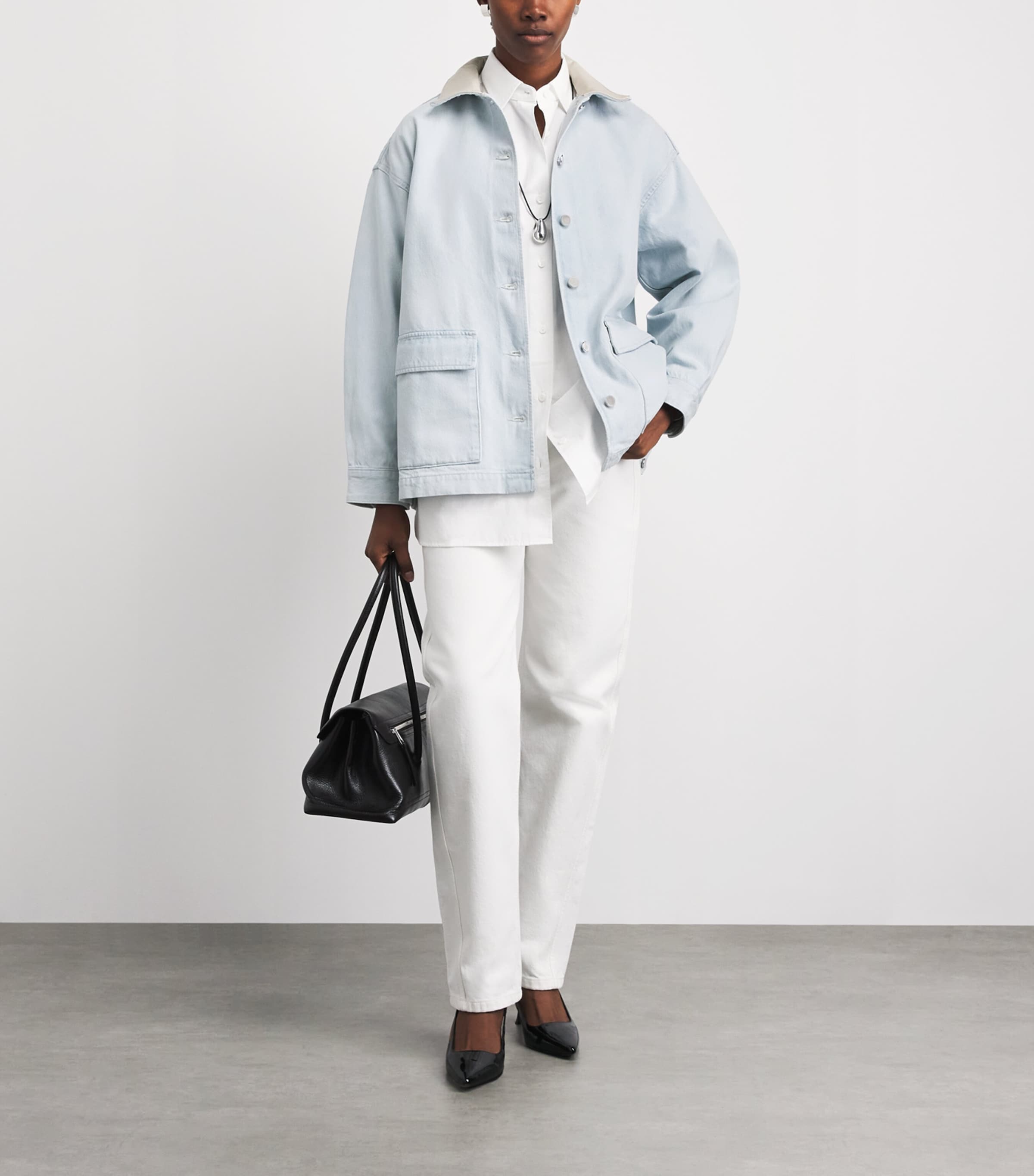 AGOLDE Womens x Maria McManus Oversized Field Jacket Wshed Pale Indigo Image 2