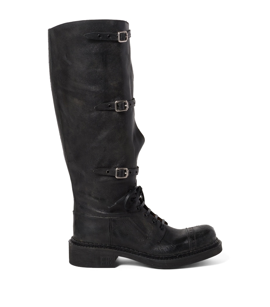 Leather Multi-Buckle Boots F0002 Image 1
