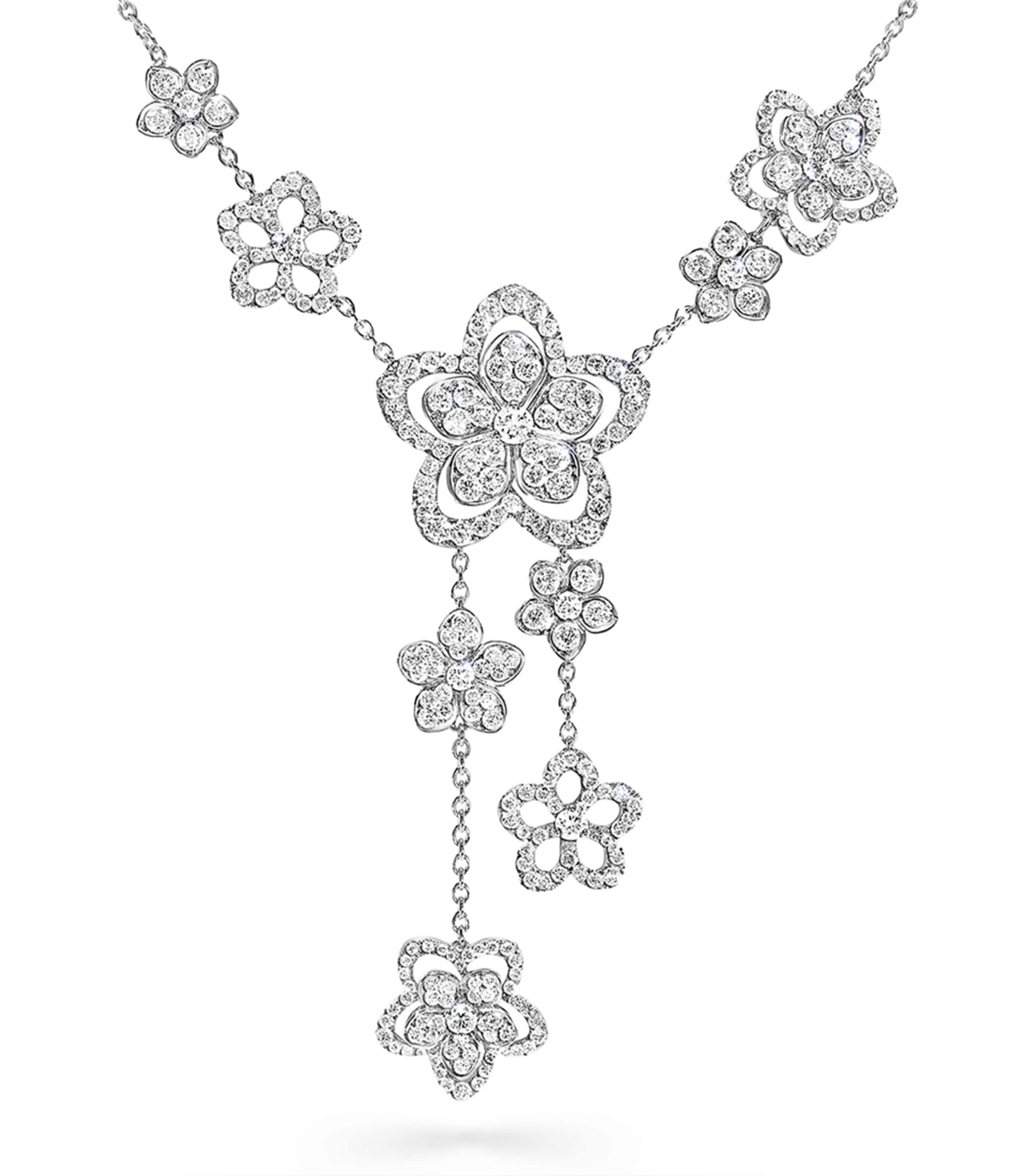 White Gold and Diamond Wild Flower Necklace WHITE GOLD Image 1