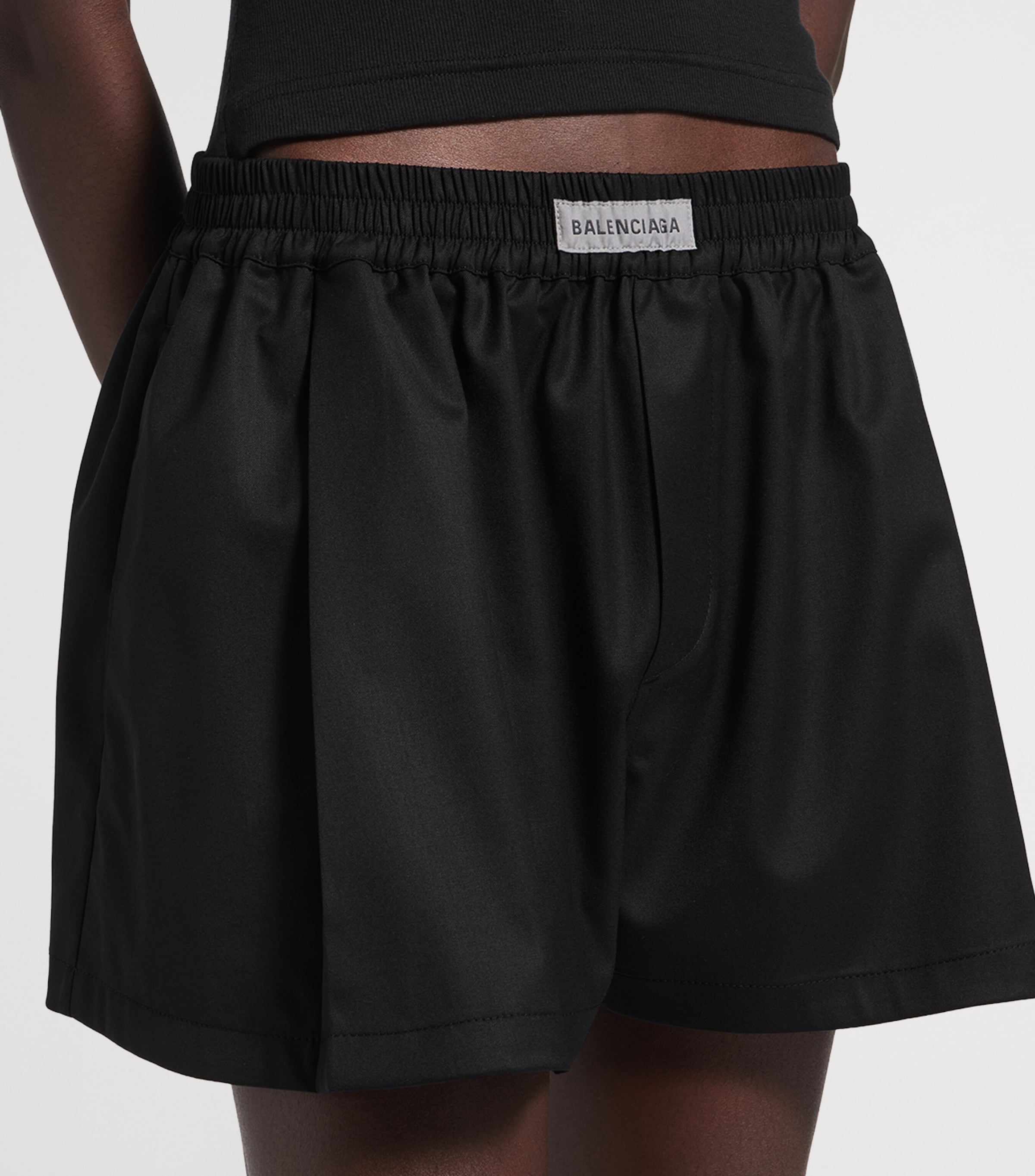 Balenciaga Womens Wool-Blend Boxer-Style Shorts Image 6