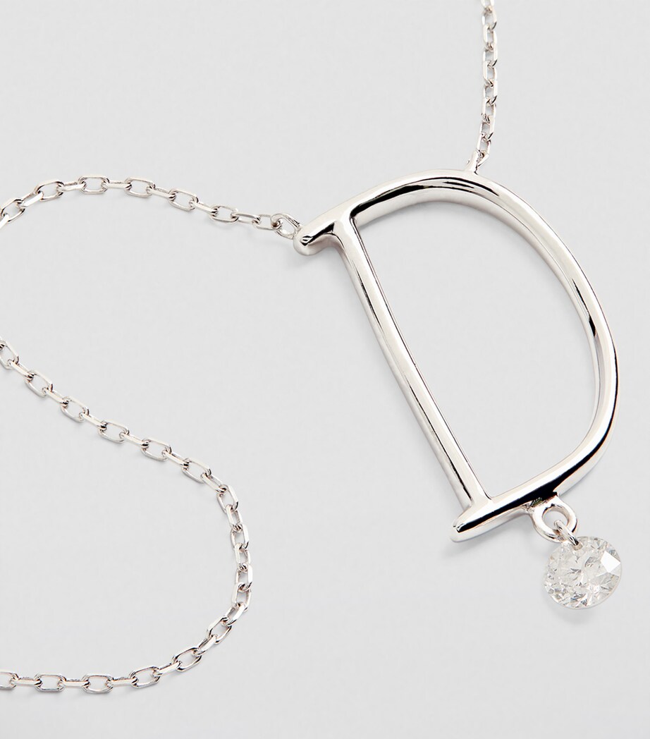 White Gold and Diamond Alphabet Necklace WHITE GOLD Image 4