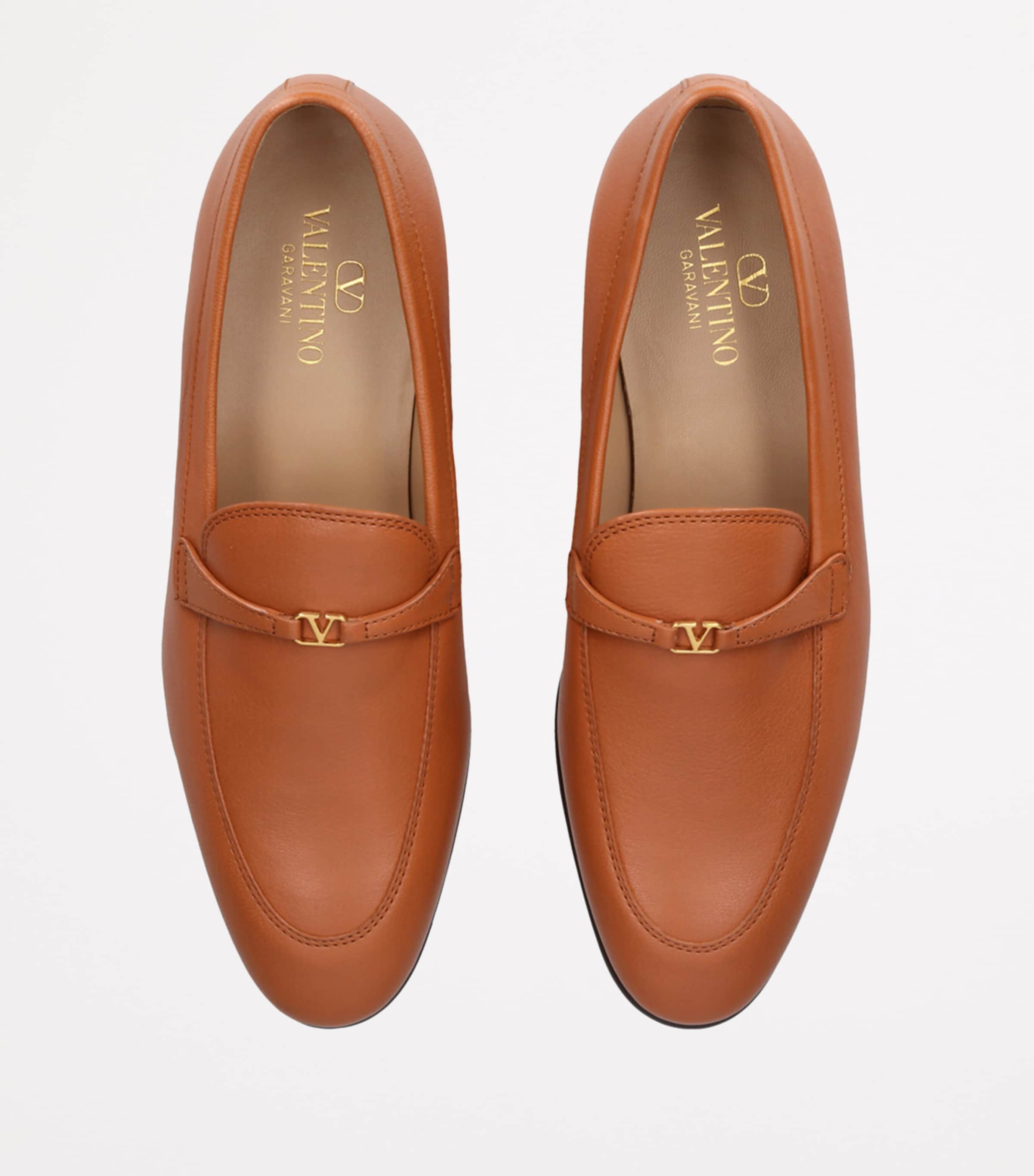 Valentino Garavani Leather Pat VLogo Loafers Tan Image 4