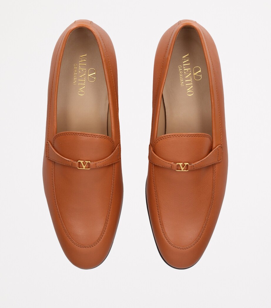 Valentino Garavani Leather Pat VLogo Loafers Tan Image 4
