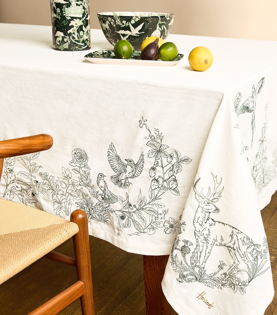 Cotton-Linen Toile de Jouy Tablecloth GREEN Image 3