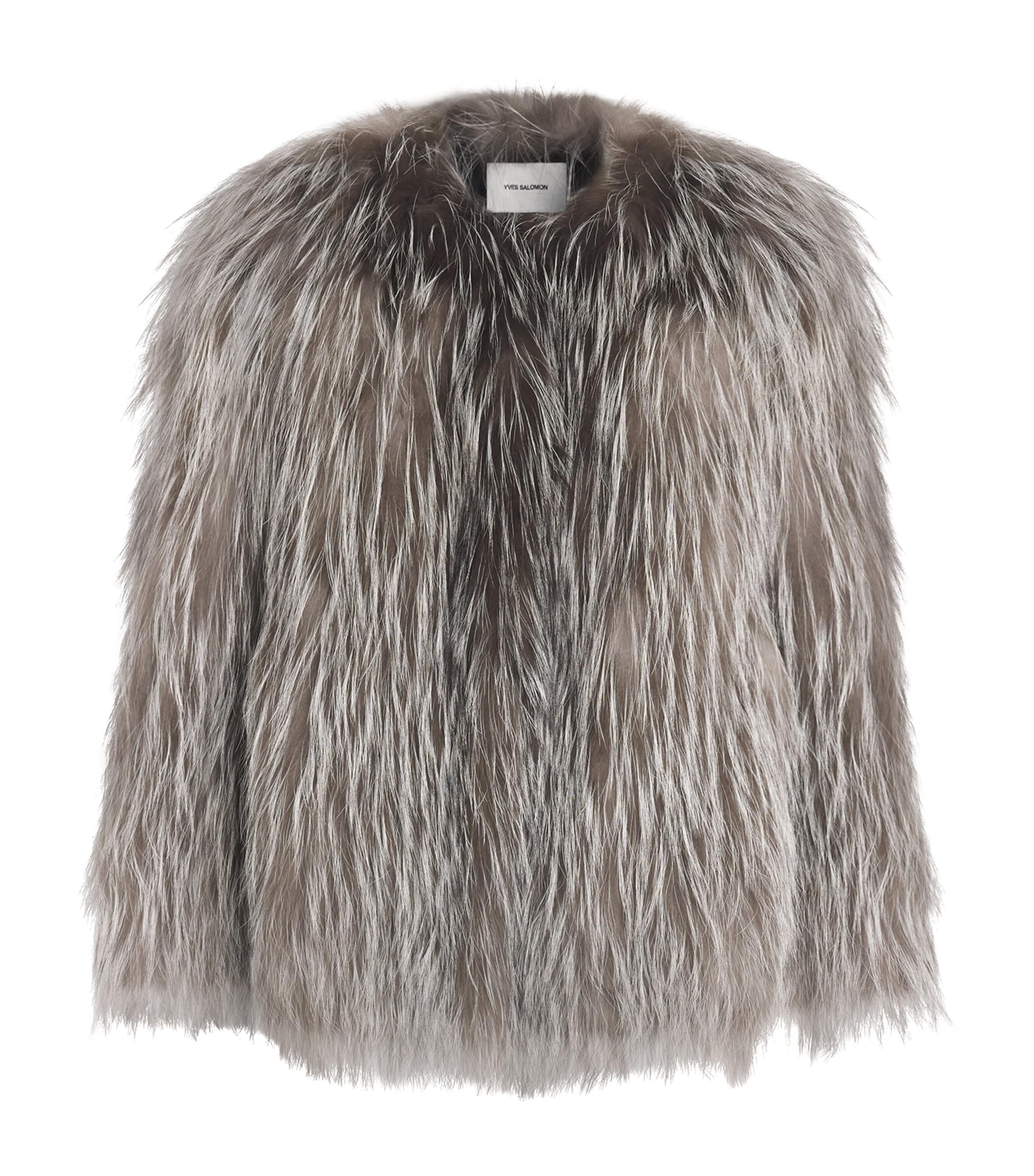 Yves Salomon Womens Fox Fur Coat Silve Image 1
