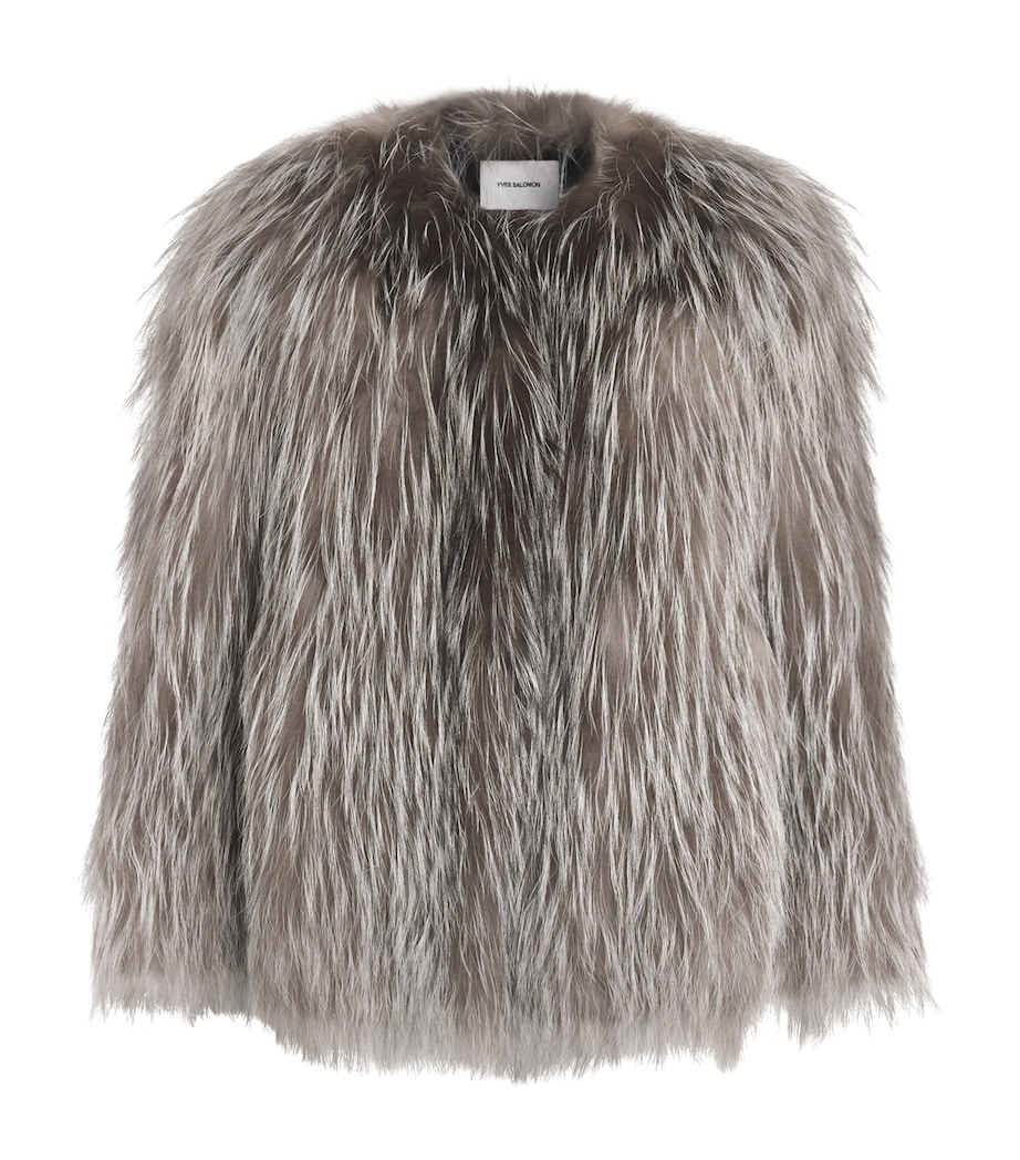 Yves Salomon Womens Fox Fur Coat Silve Image 1