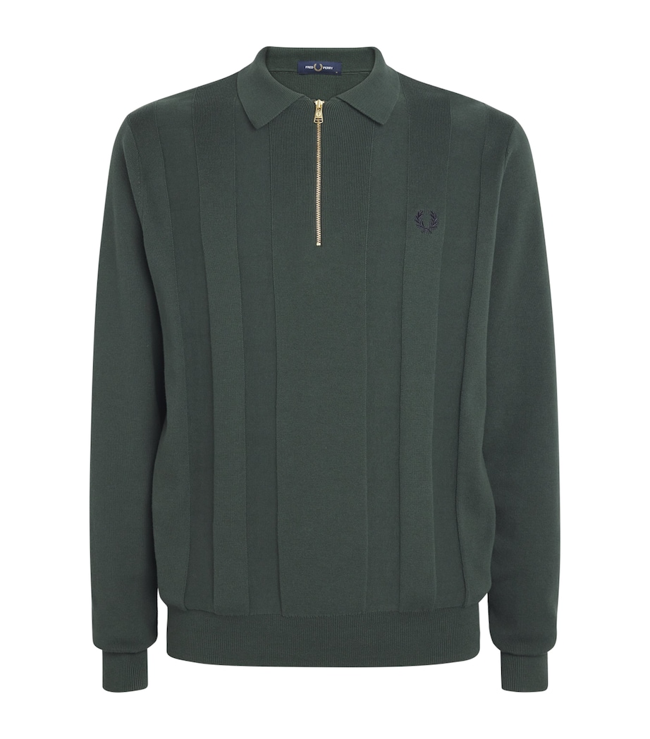 Cotton Zip-Up Polo Shirt X89 COURT GREEN Image 1