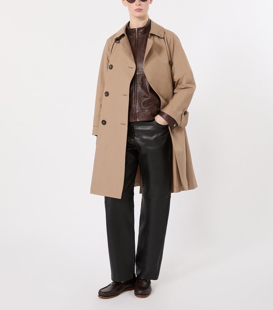 Max Mara Womens Water-Repellent Short Trench Coat Camel Image 2