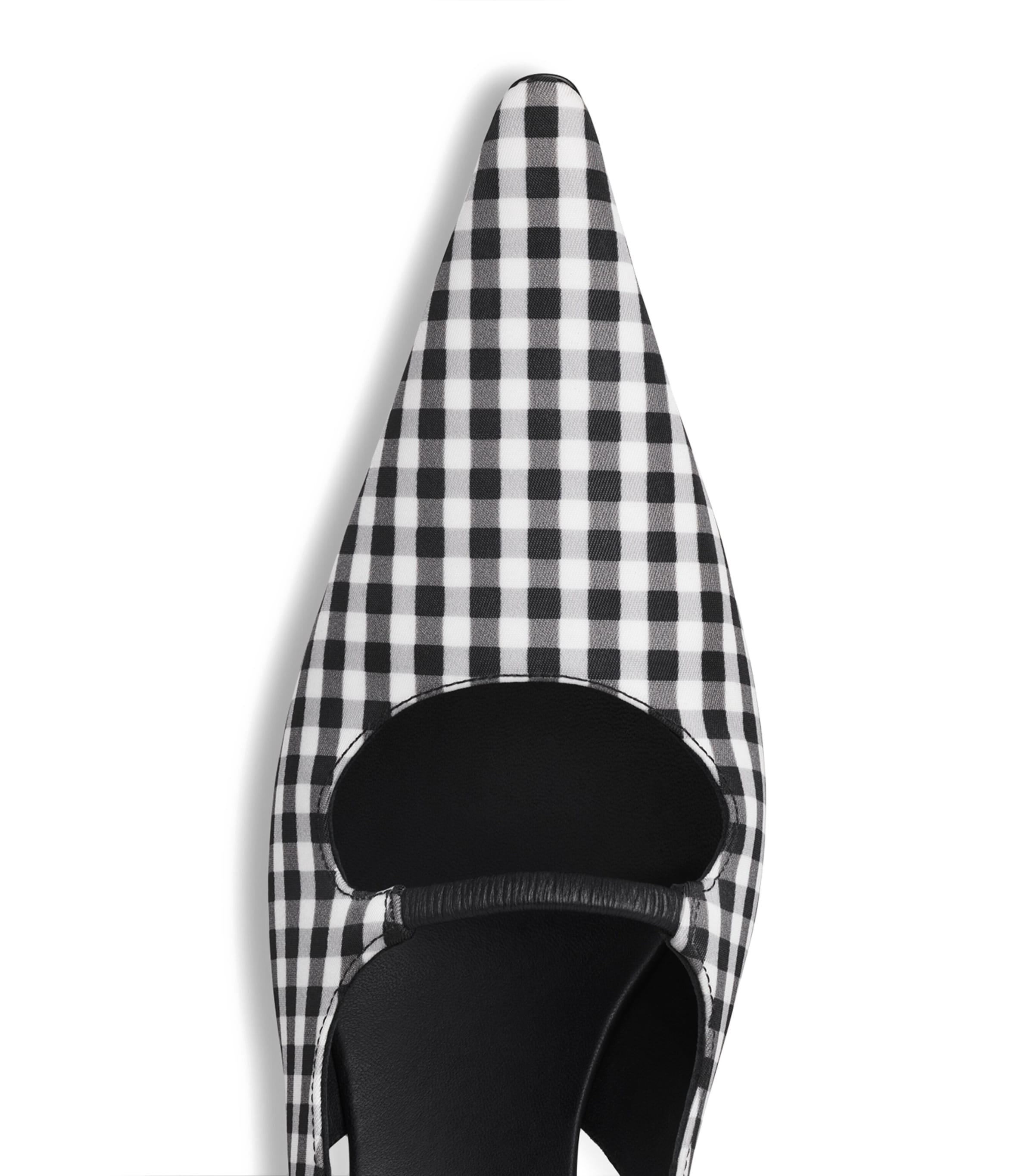 Alaïa Vichy Print Drop Slingback Pumps 80 Black/white Image 4