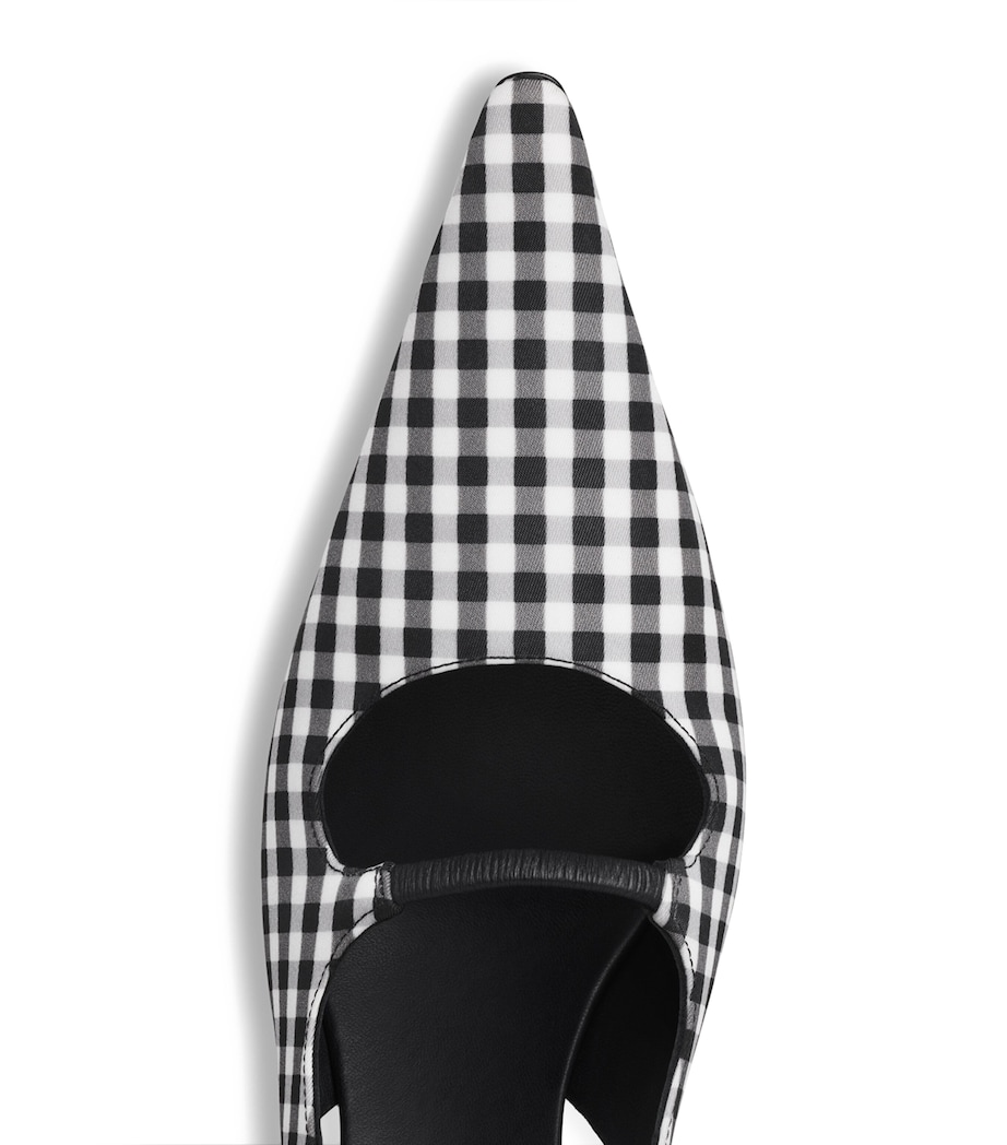 Alaïa Vichy Print Drop Slingback Pumps 80 Black/white Image 4