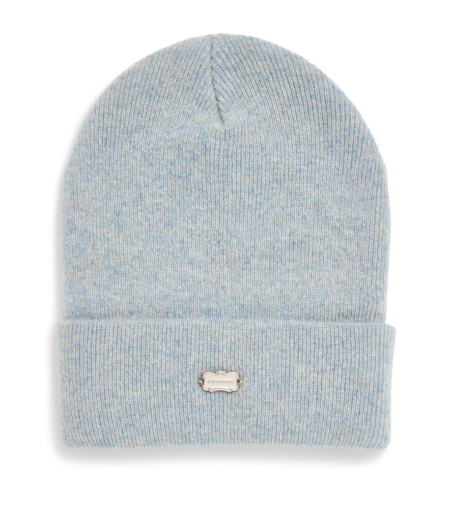 Cashmere Logo-Plaque Beanie A11L BLUEACQUA LIGHT Image 1