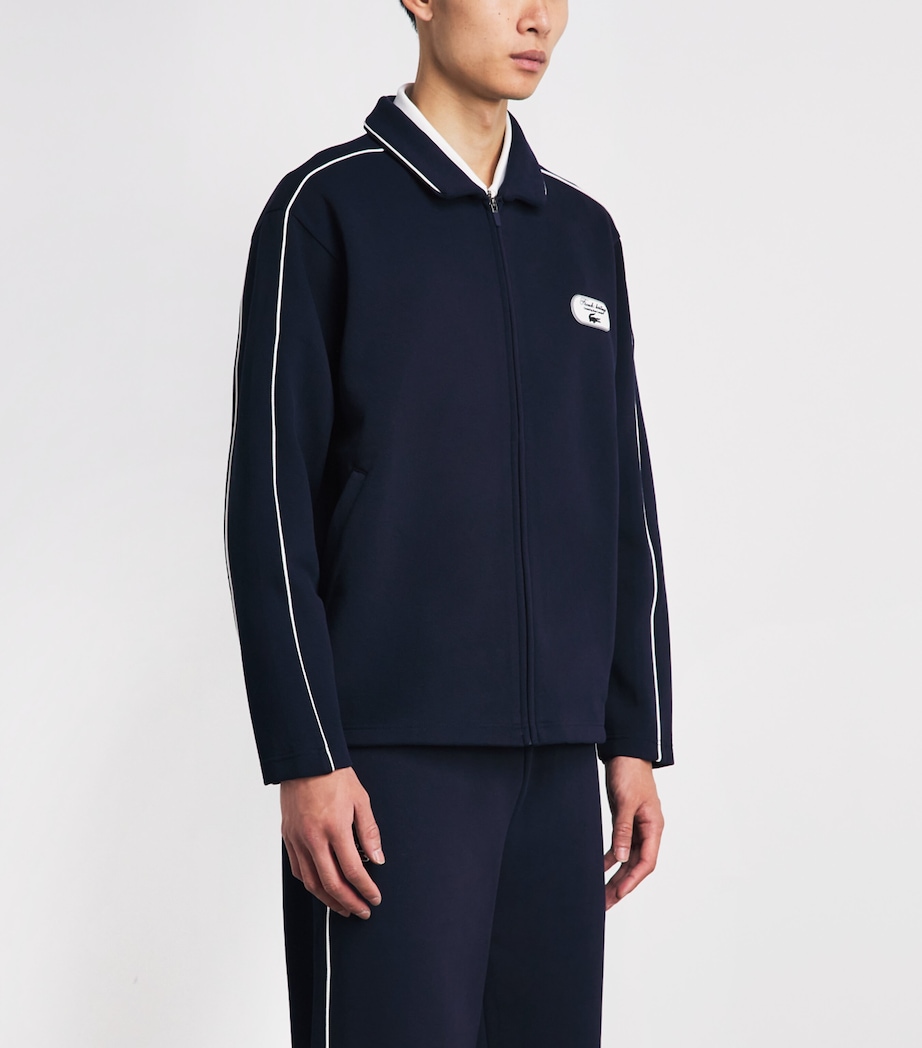 Lacoste Mens Tennis Heritage Zip-Up Sweatshirt Navy Blue/flour Image 4
