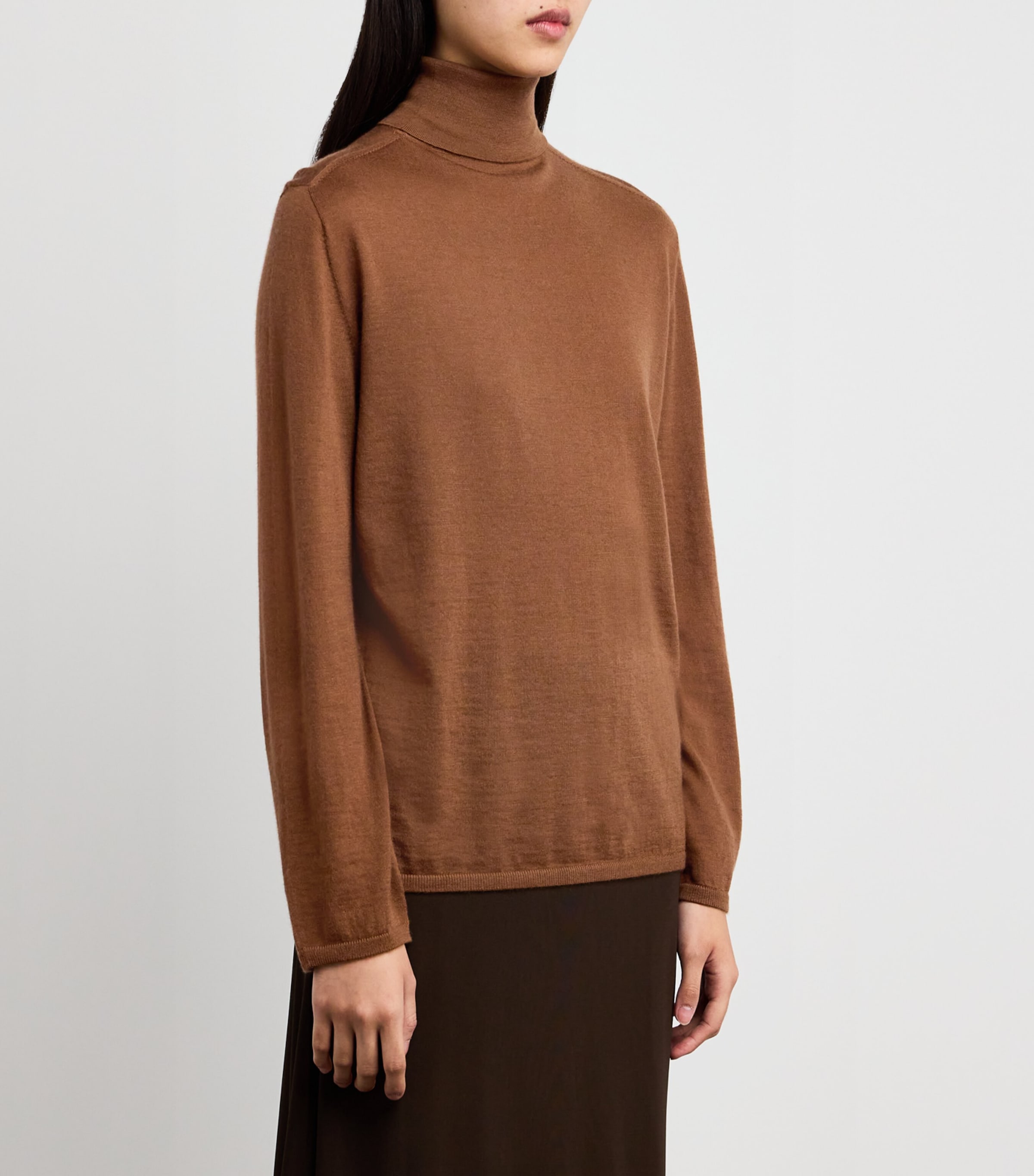 Superfine Cashmere Rollneck Sweater SB7300 DARK CAMEL Image 3