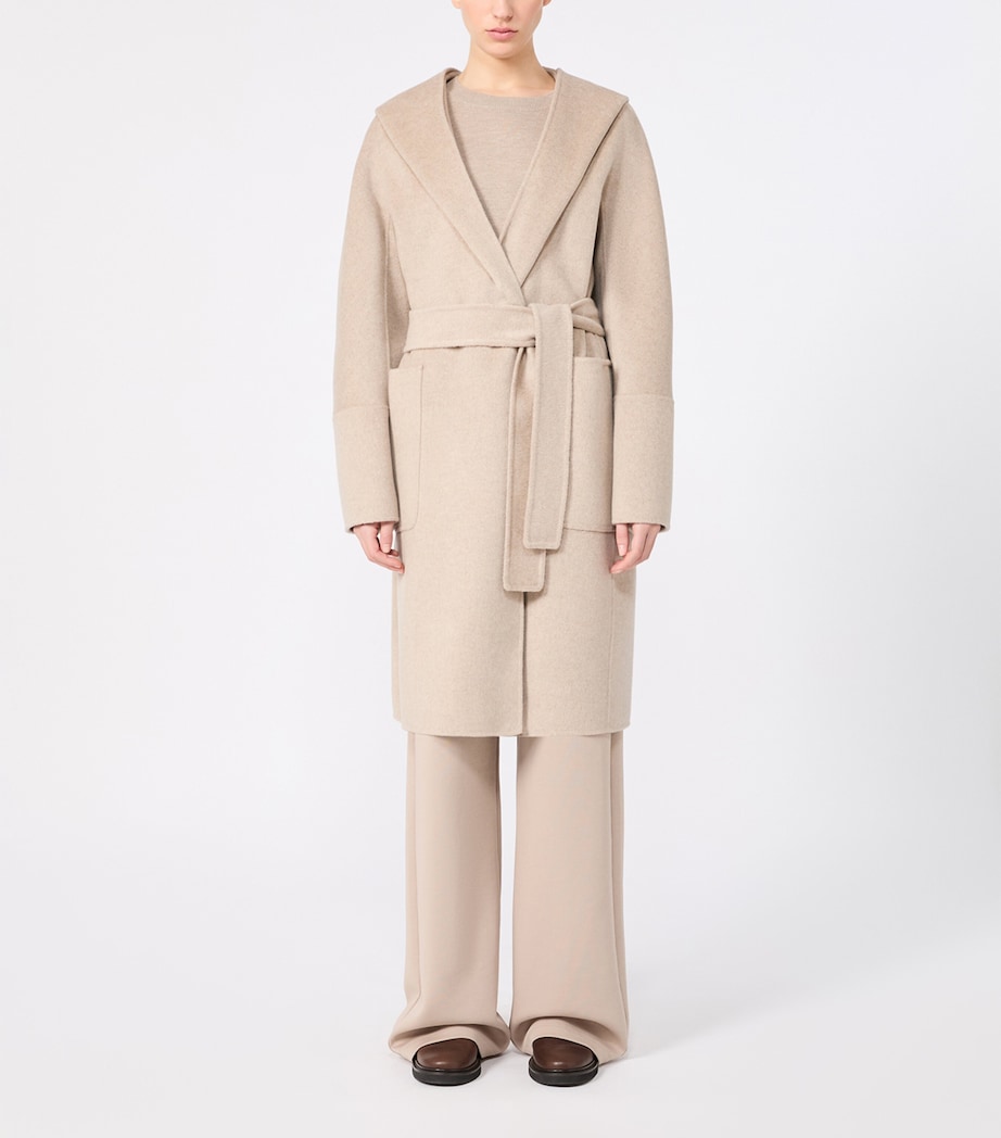 Max Mara Womens Wool-Cashmere Wrap Coat Beige Image 3