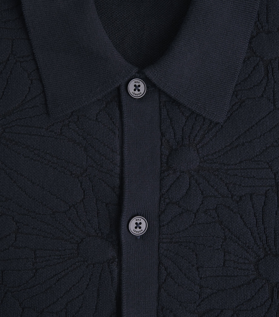 Wax London Mens Cotton-Blend Tellaro Shirt Navy / Black Image 6