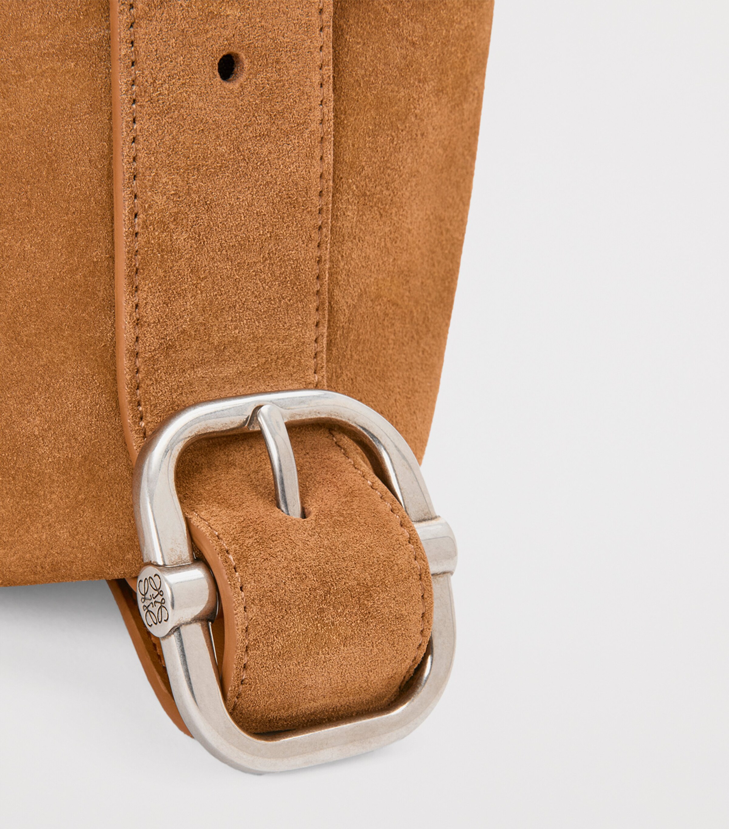 Medium Suede Loop Bucket Bag TOBACCO Image 6