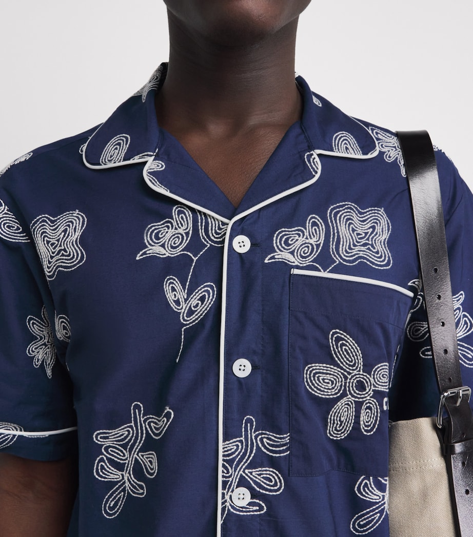 CHÉ Mens Embroidered Flores Shirt Blue Image 3