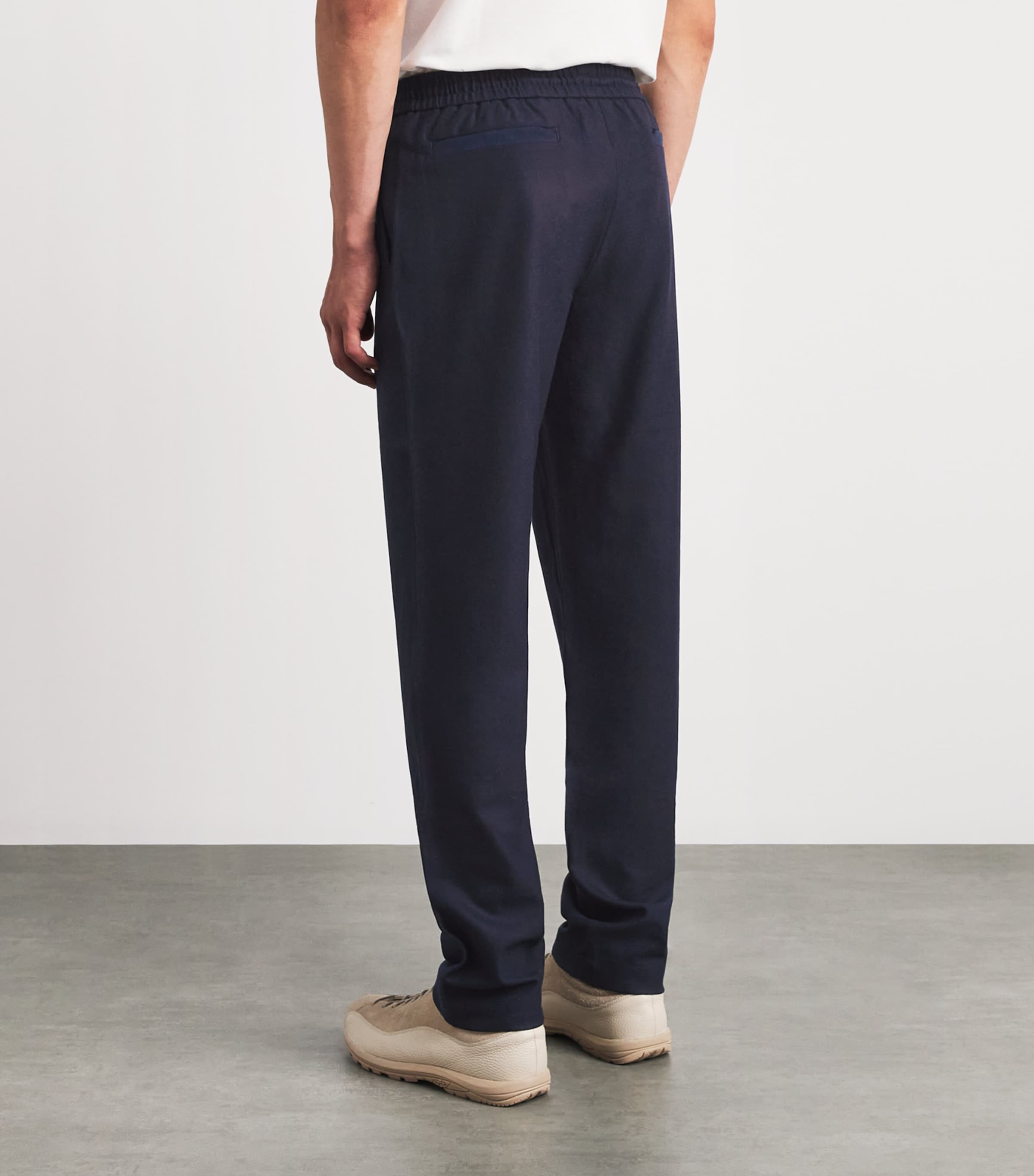 Sease Mens Stretch-Virgin Wool Mindset Drawstring Trousers Navy Blue Image 5