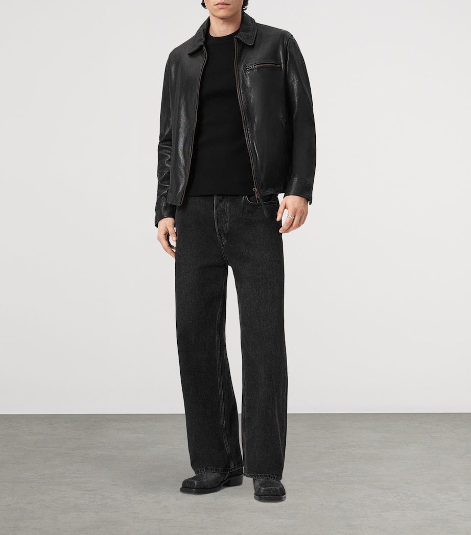AllSaints Mens Organic Cotton-BlendTheo T-Shirt Black Image 7