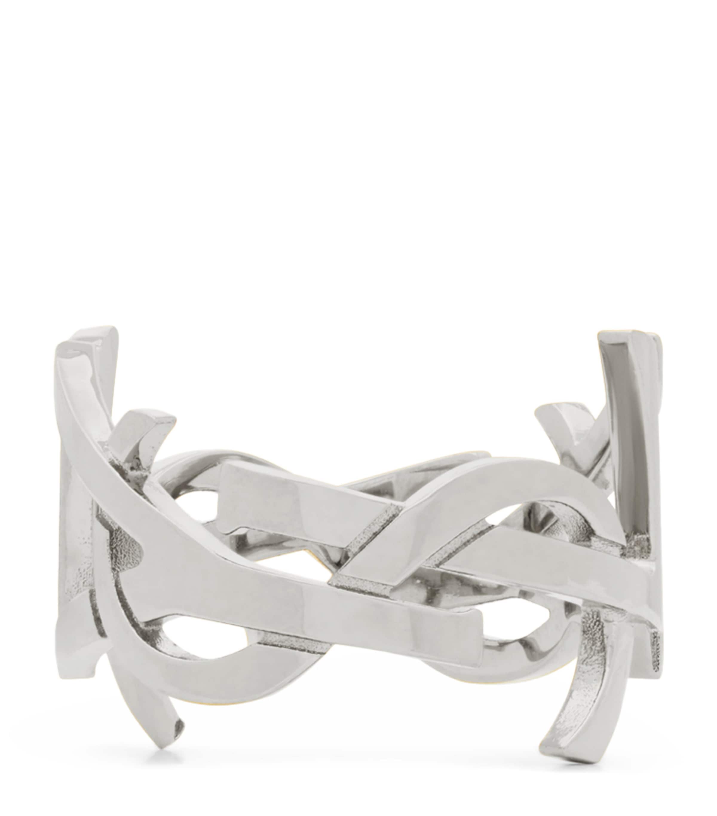 Saint Laurent Twist Cassandre Ring In Silver