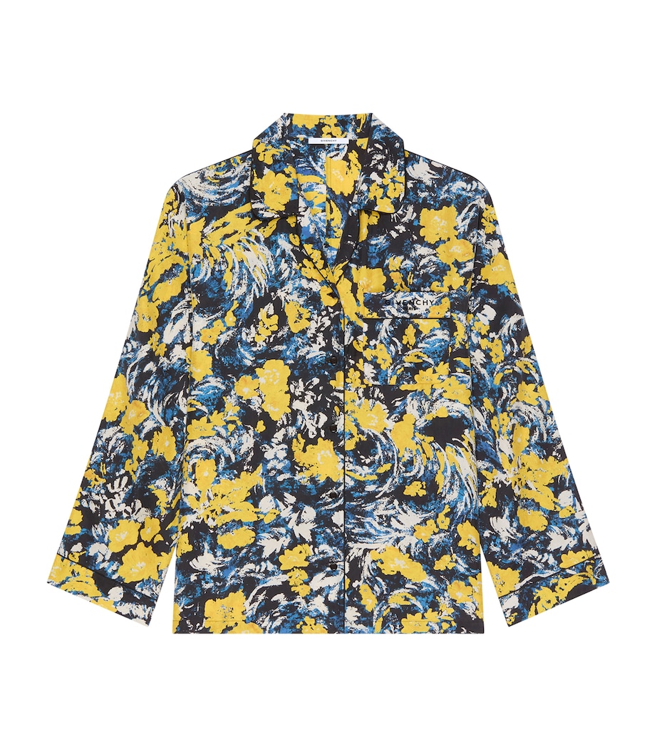 Givenchy Womens Viscose Floral Print Pyjama Shirt Blue/yellow Image 1
