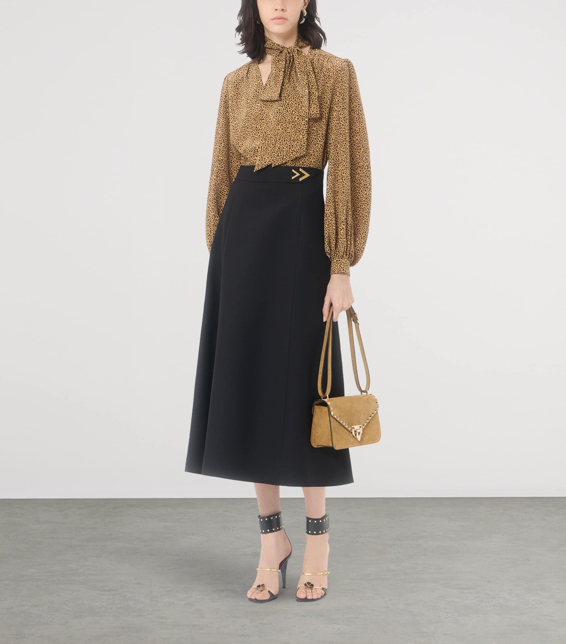 Valentino Womens Wool-Silk Crepe Midi Skirt Image 2