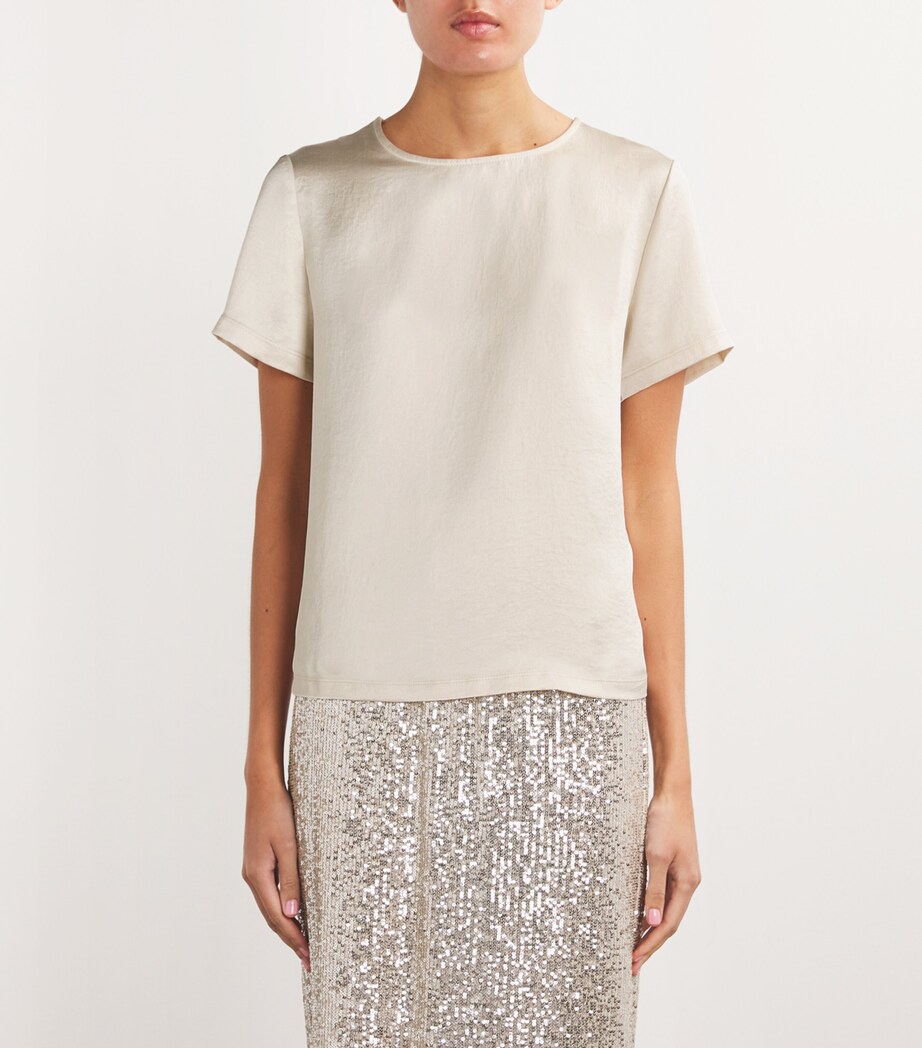 Weekend Max Mara Womens Satin-Front T-Shirt Ivory Image 3