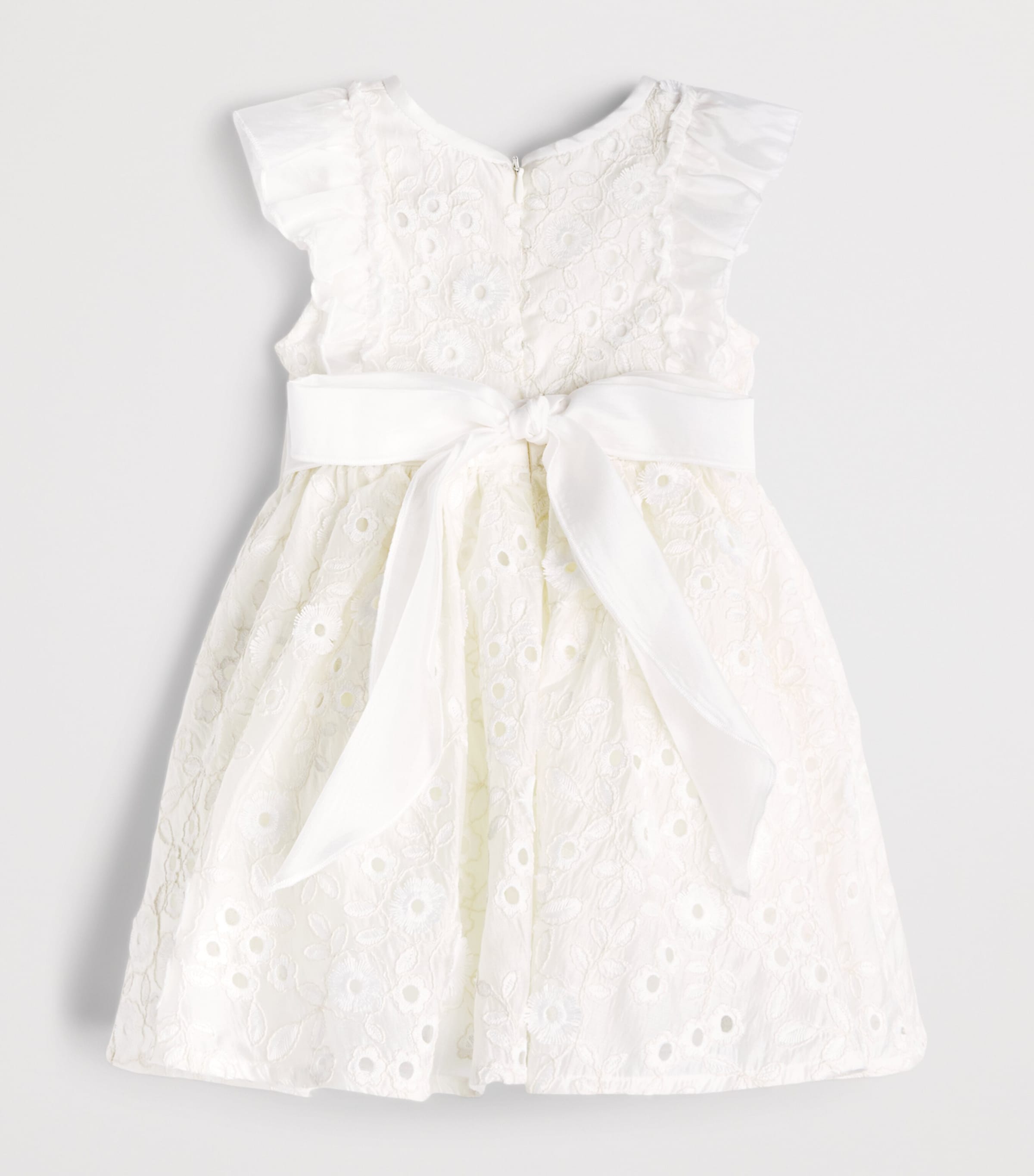 Monnalisa Embroidered Ruffle-Sleeve Dress (9 Months-3 Years) Ecru Image 2