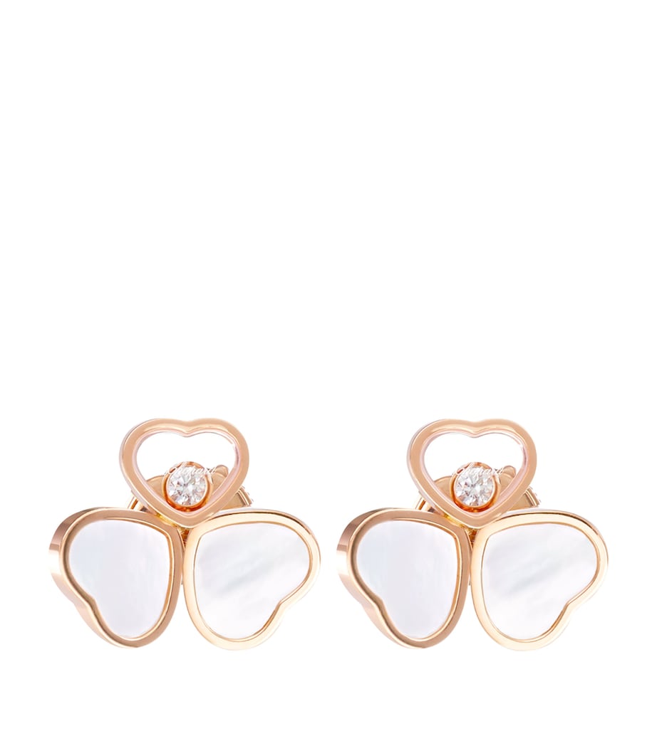 Rose Gold and Diamond Happy Hearts Wings Earrings 18K ROSE GOLD Image 3