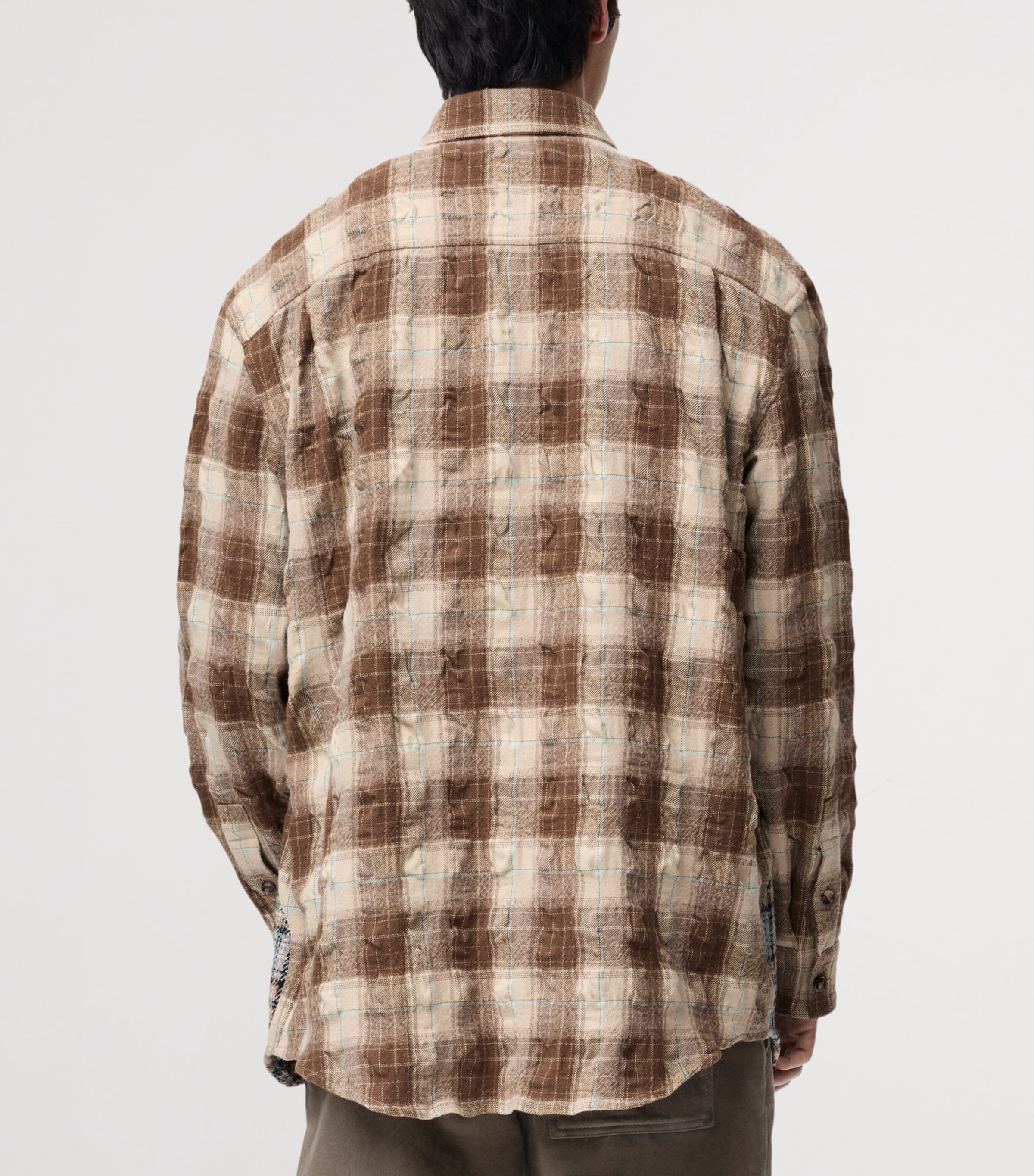 Wool-Blend Long-Sleeve Check Shirt BROWN/GREY Image 4